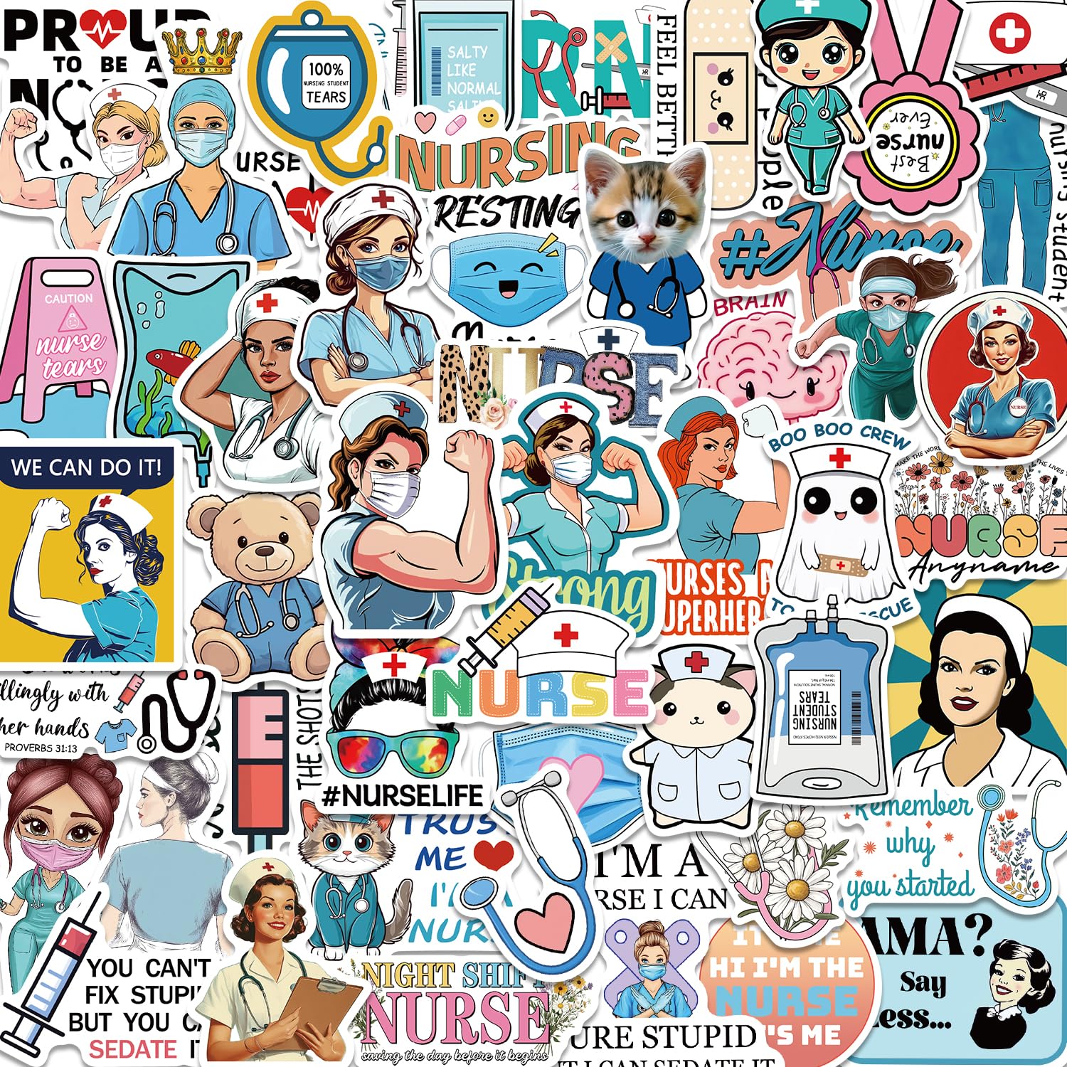 100 PCS Funny Nurse Stickers Medical Stickers Nursing Accessories for Nurses Nursing Healthcare Stickers Funny Nurse Gifts