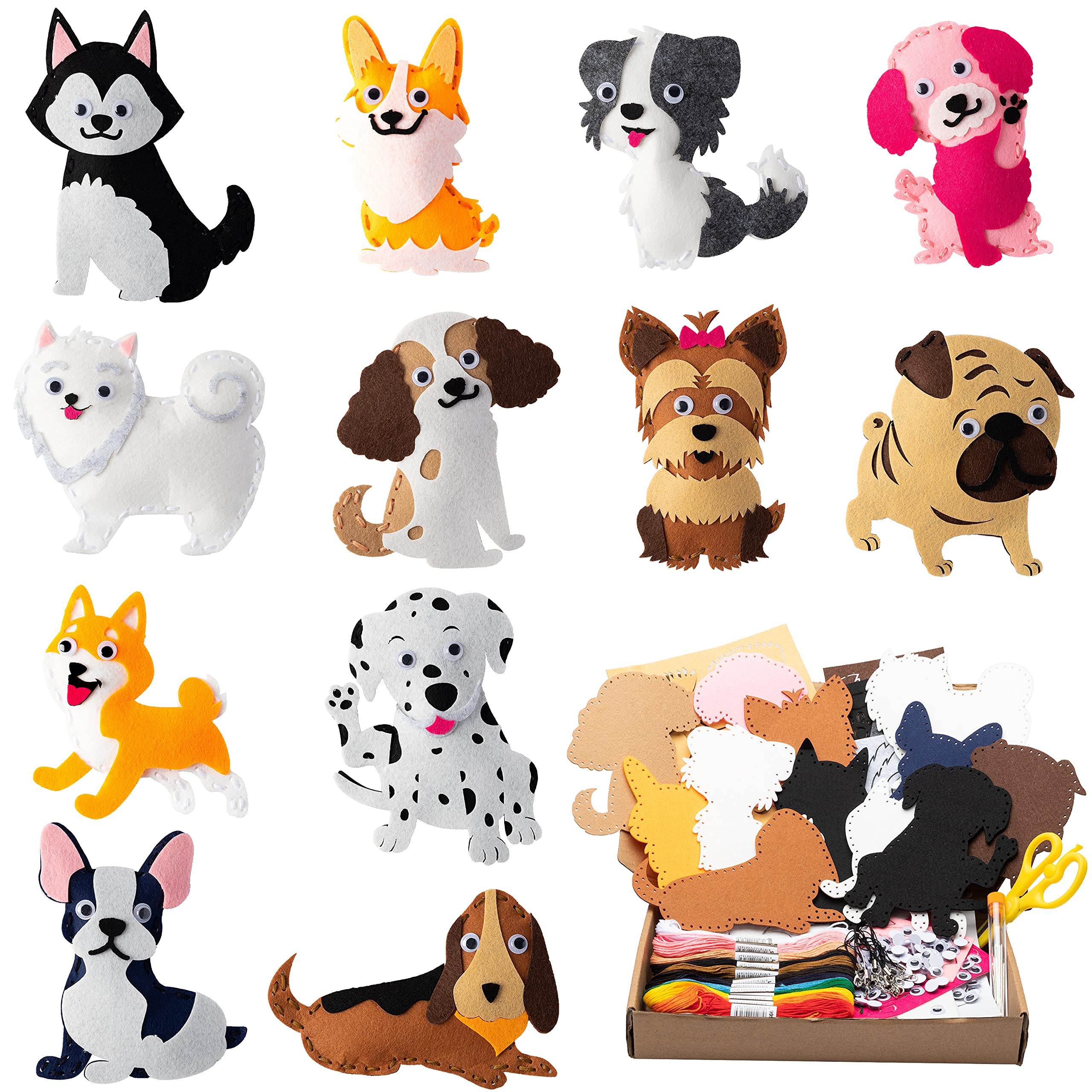 Amazon.com: MALLMALL6 12Pcs Puppy Dogs Sewing Craft Kit DIY Sew Kits  Stuffed Animal Animals Felt Crafts Package Birthday Gifts for Beginners Kid  Boys Girls Dog Toys Art Project Games for Family Game