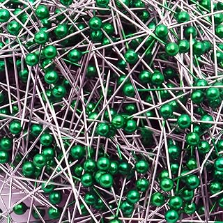 800 Pcs Sewing Pins, 1.5 in Round Pearl Heads Pins, Pearlized Pins, Pearl Push Pins, Dressmaker Pins, Quilting Pins for Fabric, Craft and Sewing Project, Weddings Corsage Florists (Green)