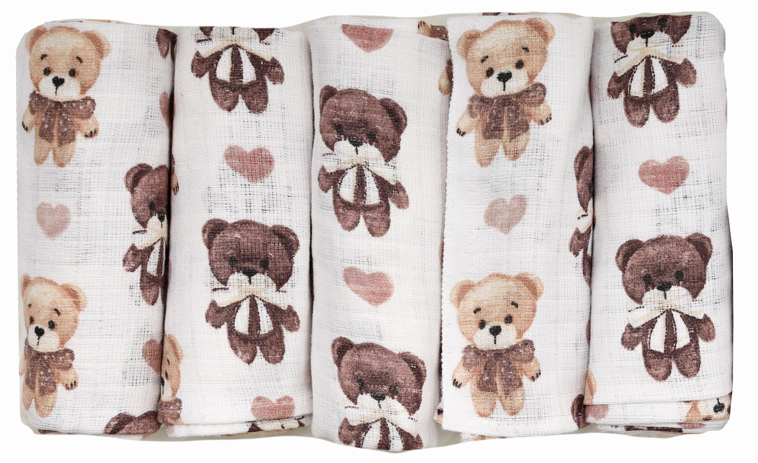 FENSILO Baby Mulltücher | Spucktücher | Mullwindeln - 5er Pack 70x80 cm für Baby und Neugeborene|Musselintücher für Jungen und Mädchen|Spucktücher aus Baumwolle|Abwischen|10014