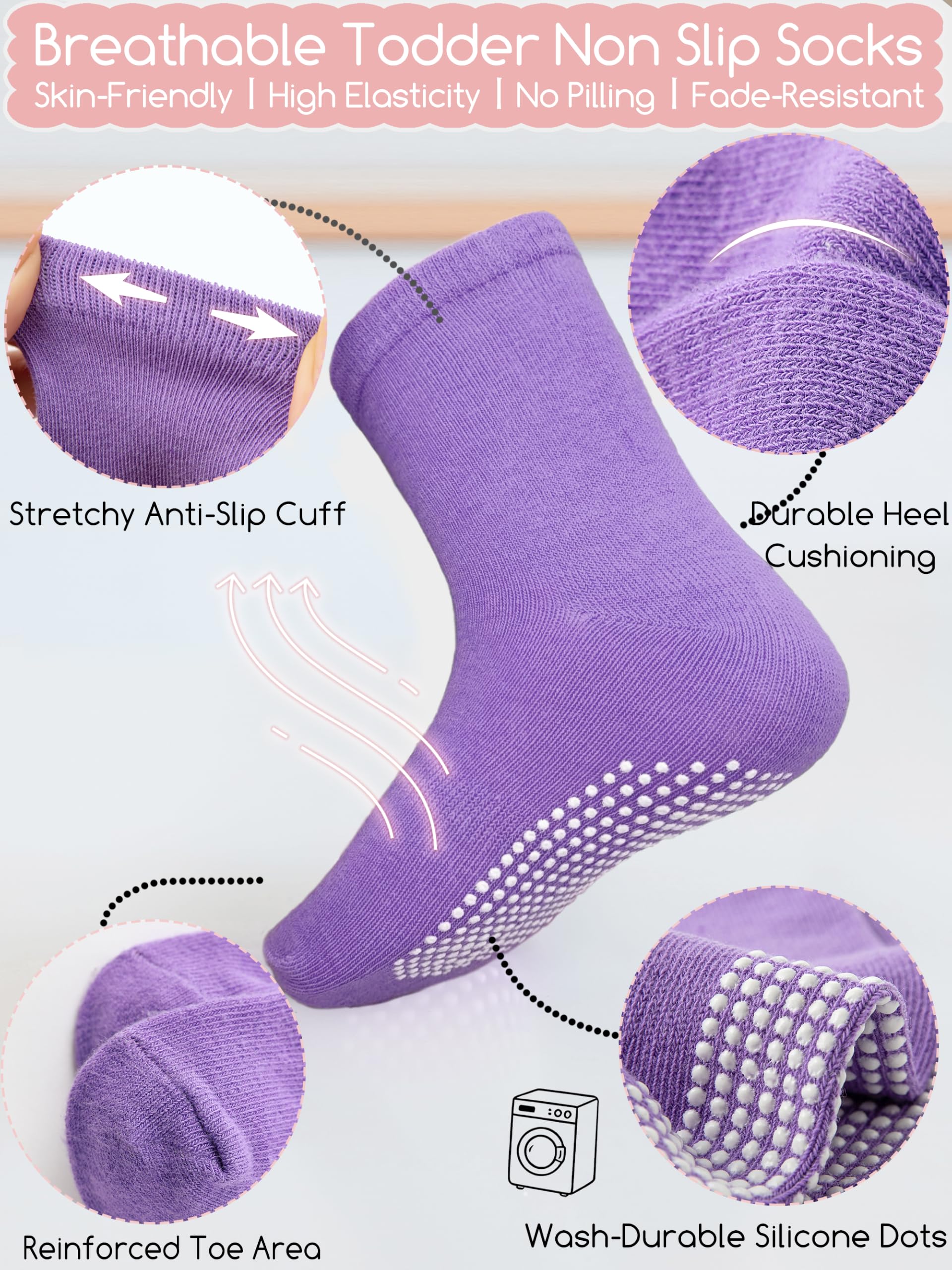 Aroveea Babysocken, rutschfest, für Kleinkinder, Jungen und Mädchen, niedlich, Baumwolle, 12 Stück