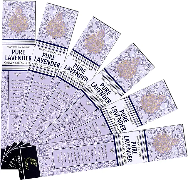 SVATV Ancient Lavender Incense Sticks - Pack of 6 for Meditation & Aromatherapy