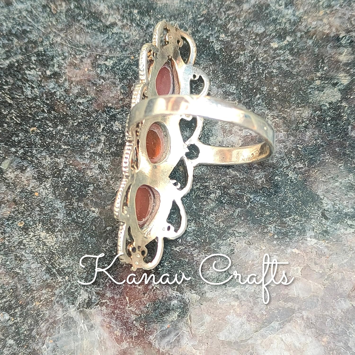 Vintage Long Ring|Natural Carnelian|Long Ring|Designer Ring| Boho Hippie|925 Sterling Silver Plated| Halloween Day Gift, Best Christmas Gifts