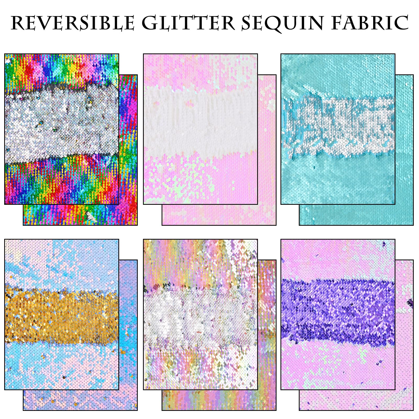 Memogizz 12pcs A4 Size One-Side Reversible Glitter Sequin Fabric, Colourful Sensory Items Stimulation Craft for Kids, Hobby Craft Fabric Sheets (A4 Size Pink) - Image 3