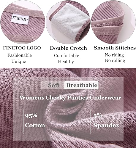 Miniatura 3 de FINETOO Ropa interior de algodón para mujer, sexy, elástica, de tiro bajo, hipster, suave, con cintura en V