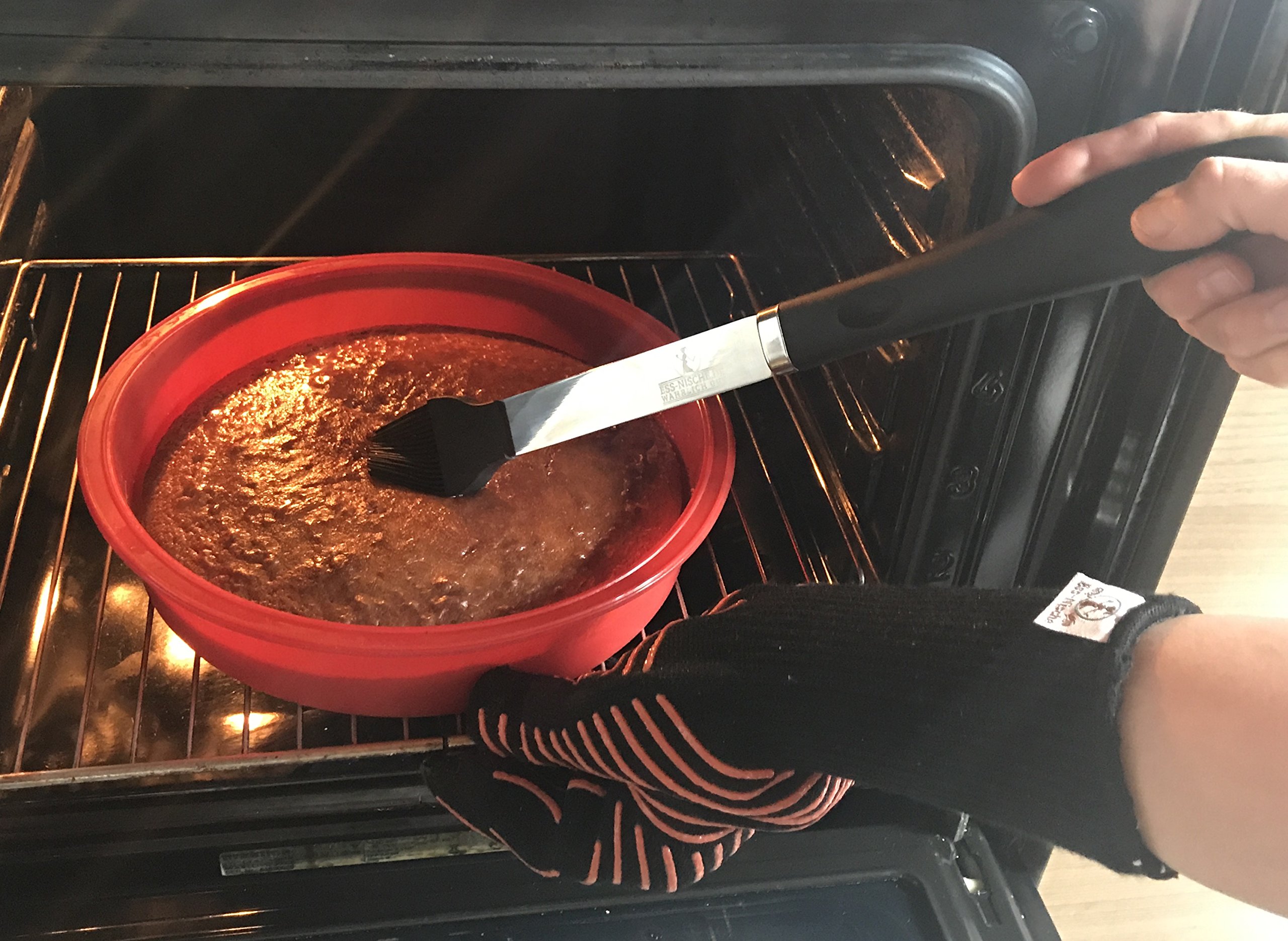 Ess-Nische® Pennello per griglia per Barbecue XXL Resistente al Calore in Acciaio Inossidabile e Silicone per marinare la Carne - Pennello da Pasticceria per glassare i Dolci