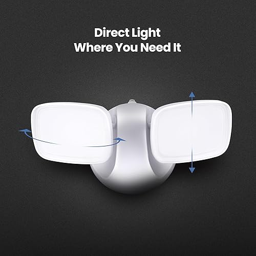 Miniatura 9 de Feit Electric Luz LED de seguridad para exteriores, luz de inundación LED impermeable de 28 W, 2 cabezales, montaje en pared, funciona con