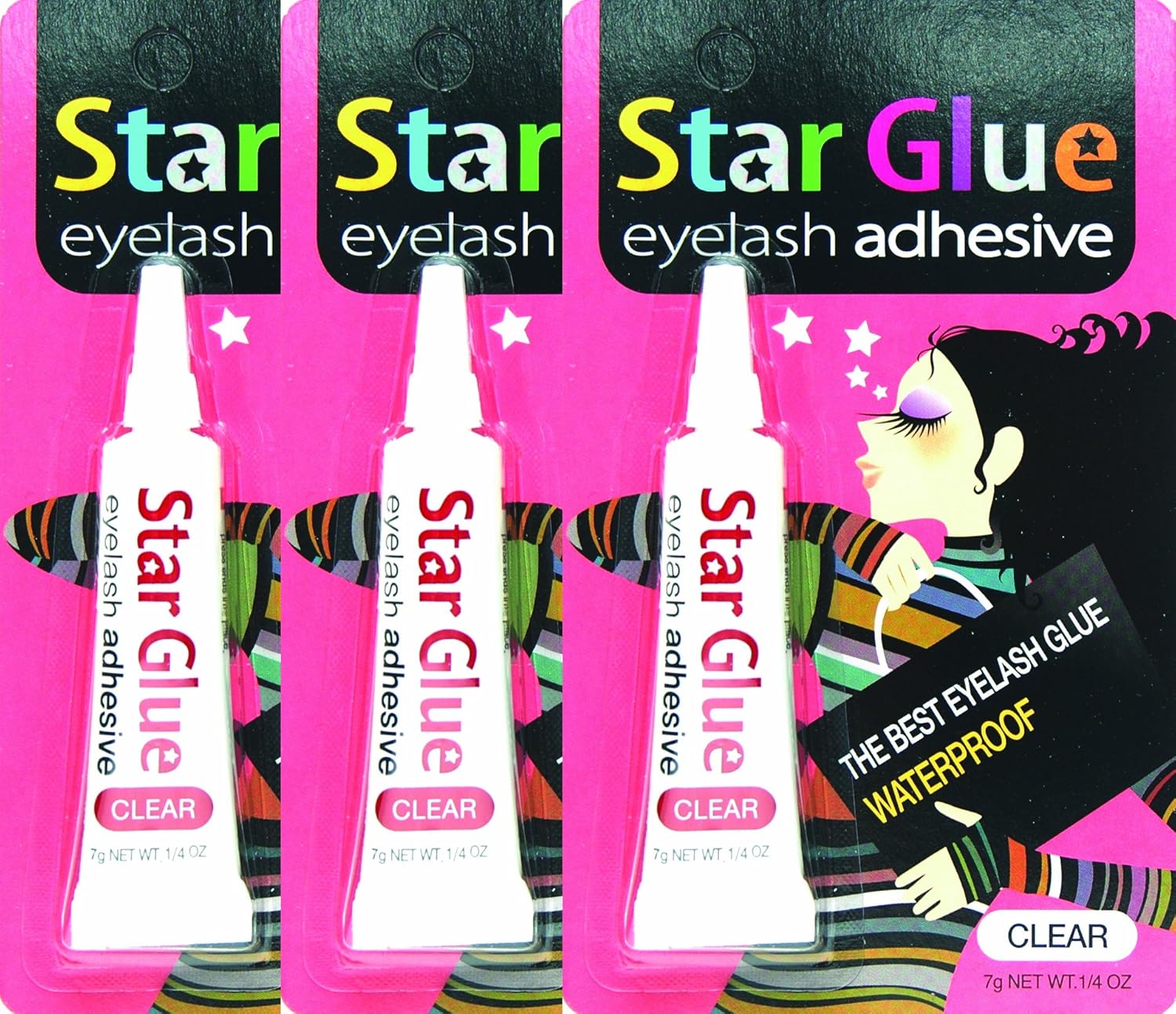 Amazon.com : 3packs of Star Eyelash Glue for Strip Lashes (Clear) 7g (1 ...