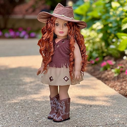 Miniatura 5 de - Vaquera - Conjunto de muñeca de 4 piezas de 18 pulgadas - Sombrero de vaquera, falda, parte superior y botas de vaquera - (Doll no incluido)