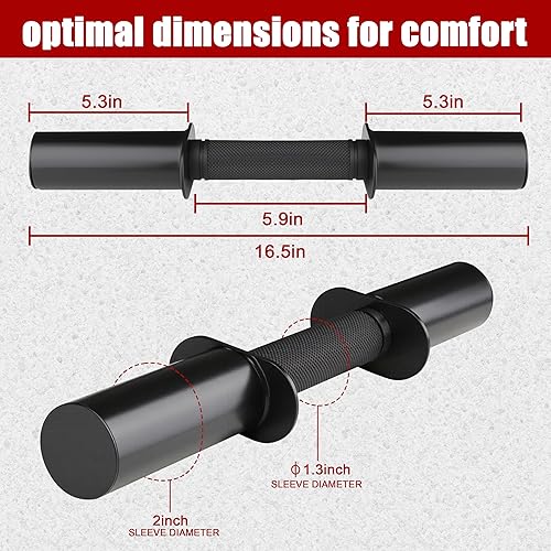 Miniatura 2 de Par de asas olímpicas de mancuernas de 16 pulgadas para platos de 2 pulgadas, barras de mancuernas cargables con agarres de goma moleteados para