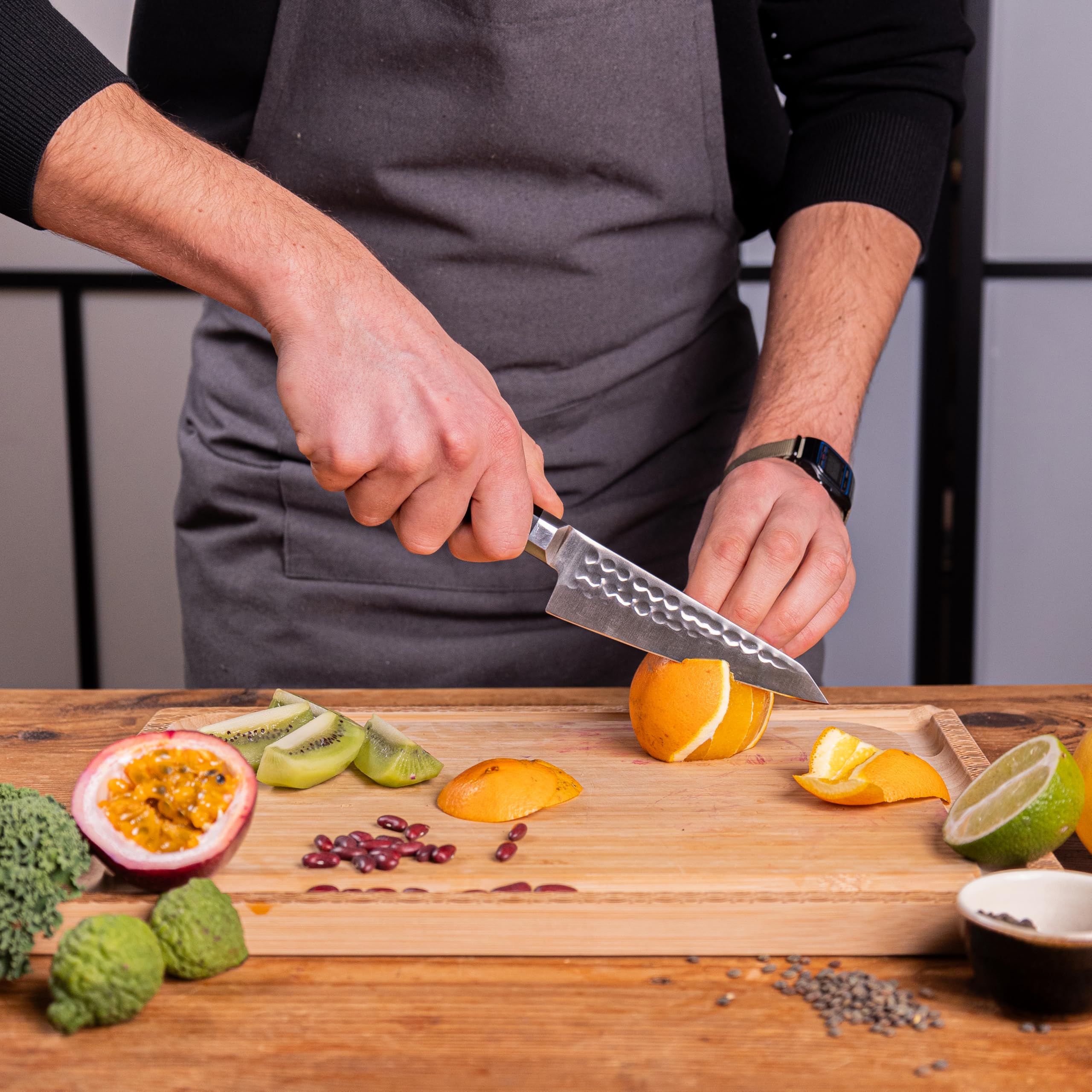KOTAI | Couteau de Cuisine Universel Bunka Petty | Lame de 13.5 cm | Couteau de Cuisine | Martelé et Aiguisé à la Main | Acier Inoxydable Japonais 440C Ultra-Tranchant
