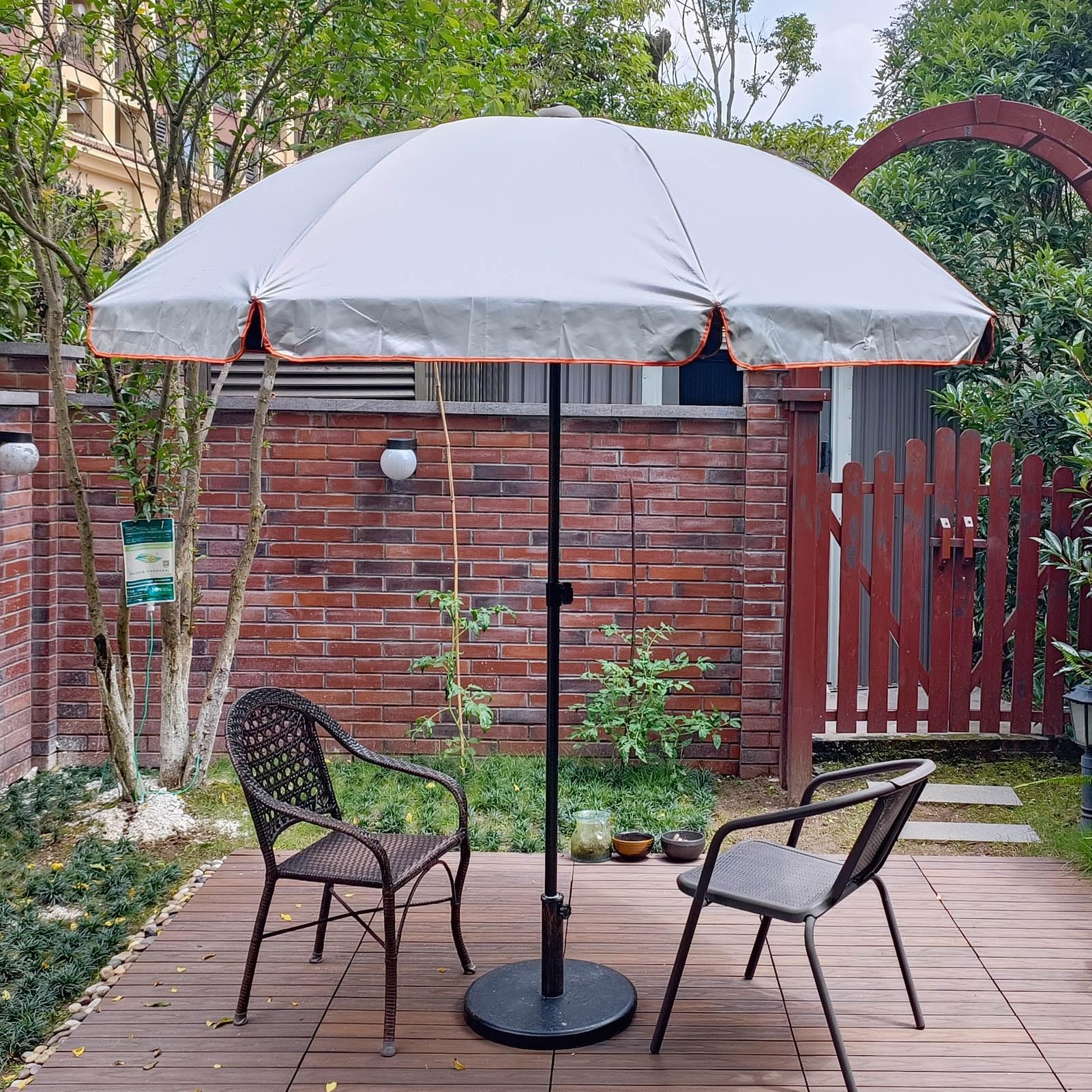 Parasol ogrodowy 220-280 cm, okrągły parasol stołowy ze stalowym słupkiem i regulacją wysokości, ochrona UPF50+, do ogrodu na zewnątrz(240cm/8ft)
