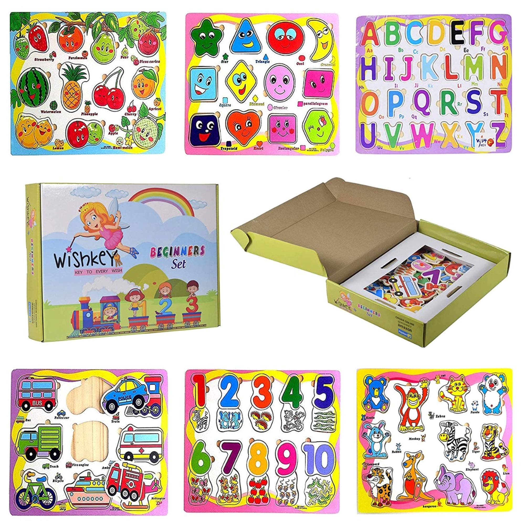 WISHKEY Wooden Educational Colorful 