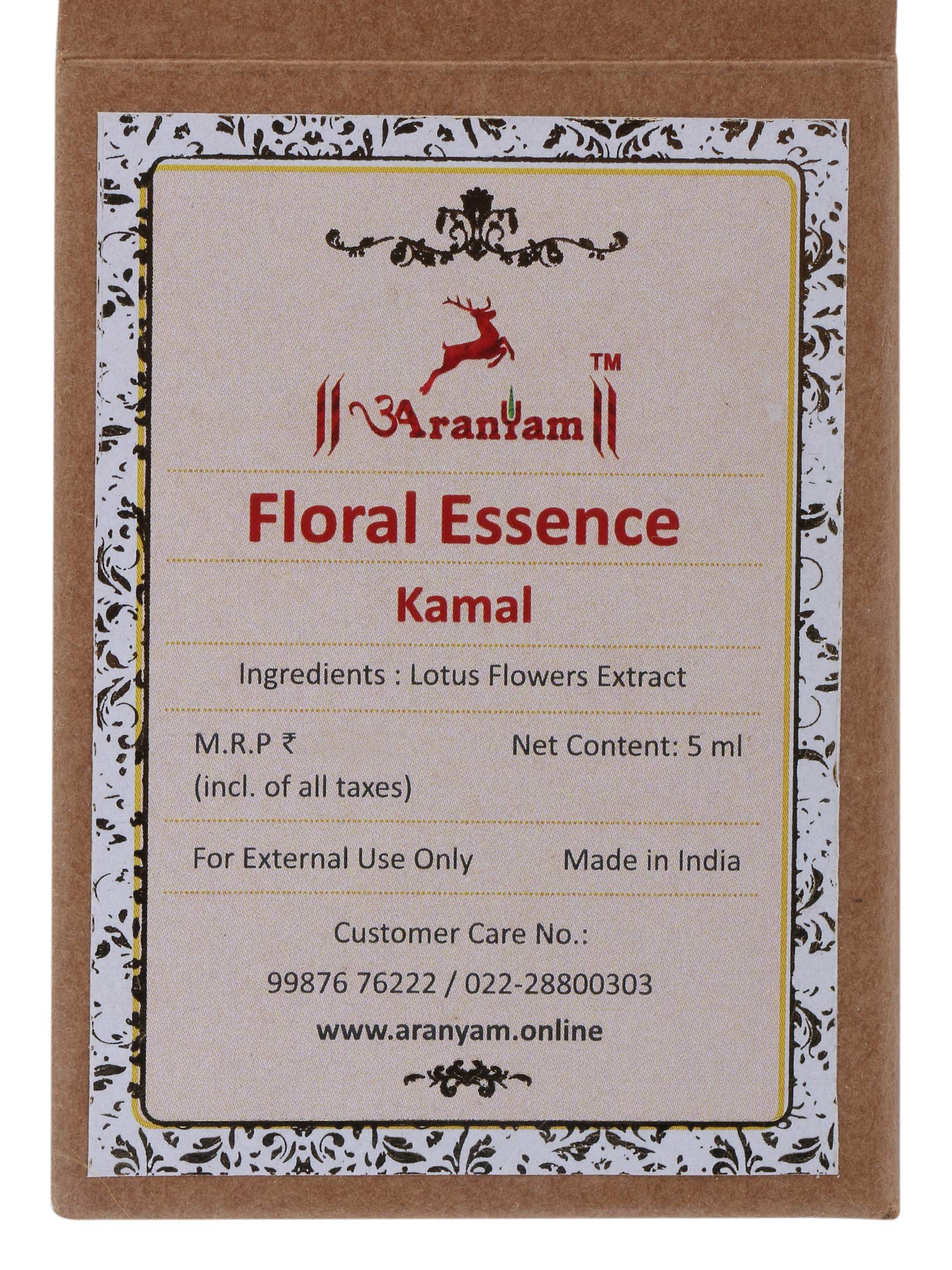 Aranyam Perfumes Kamal Attar (Real Pink Lotus) (5 ML) - Long Lasting Floral Attar Perfume for Women, Attar for Worship 0% Alcohol Pure & Undiluted
