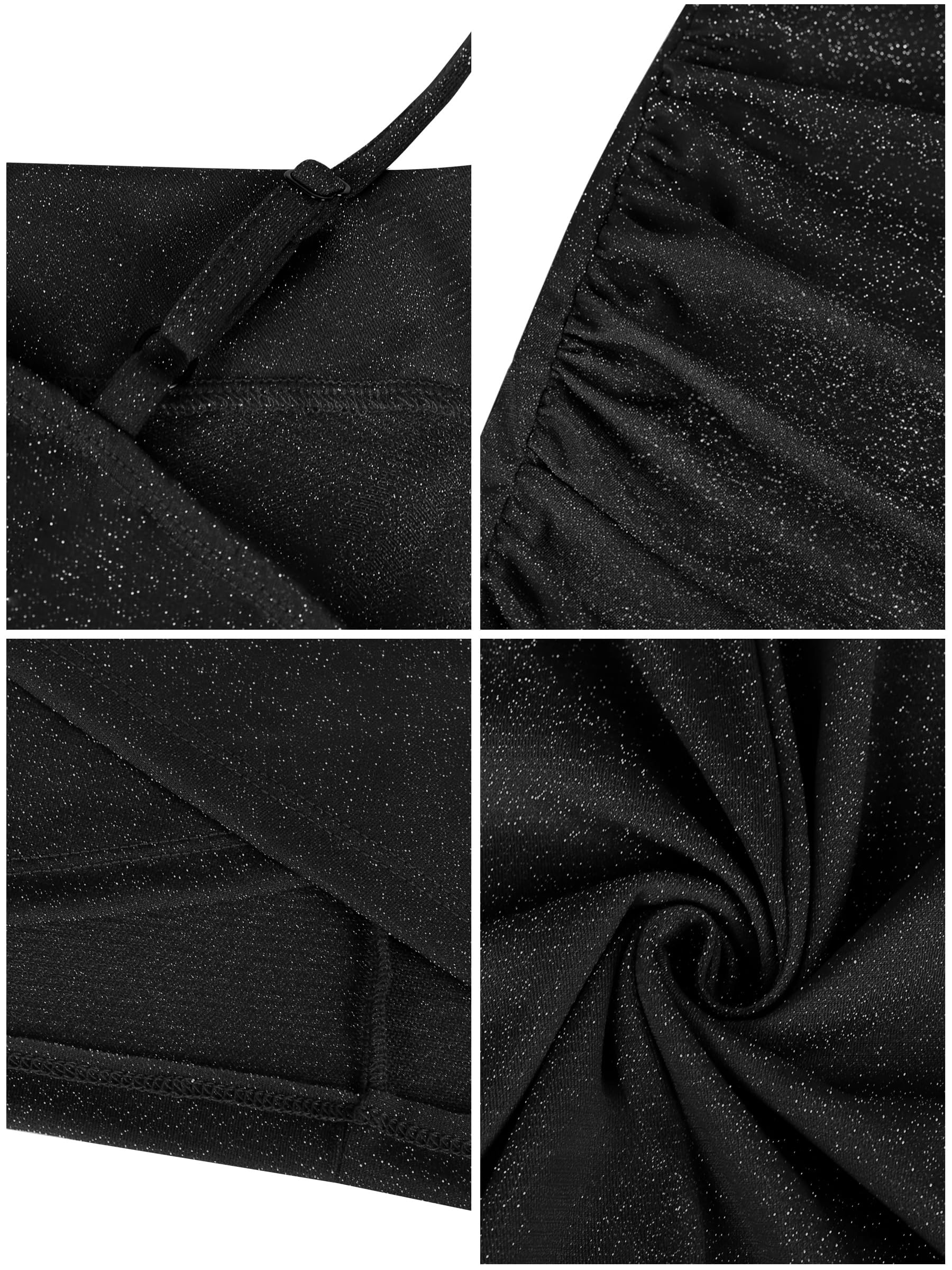 Missufe Abito da donna, elegante, per feste, con spalline sottili, con scollo a V, senza maniche, a matita