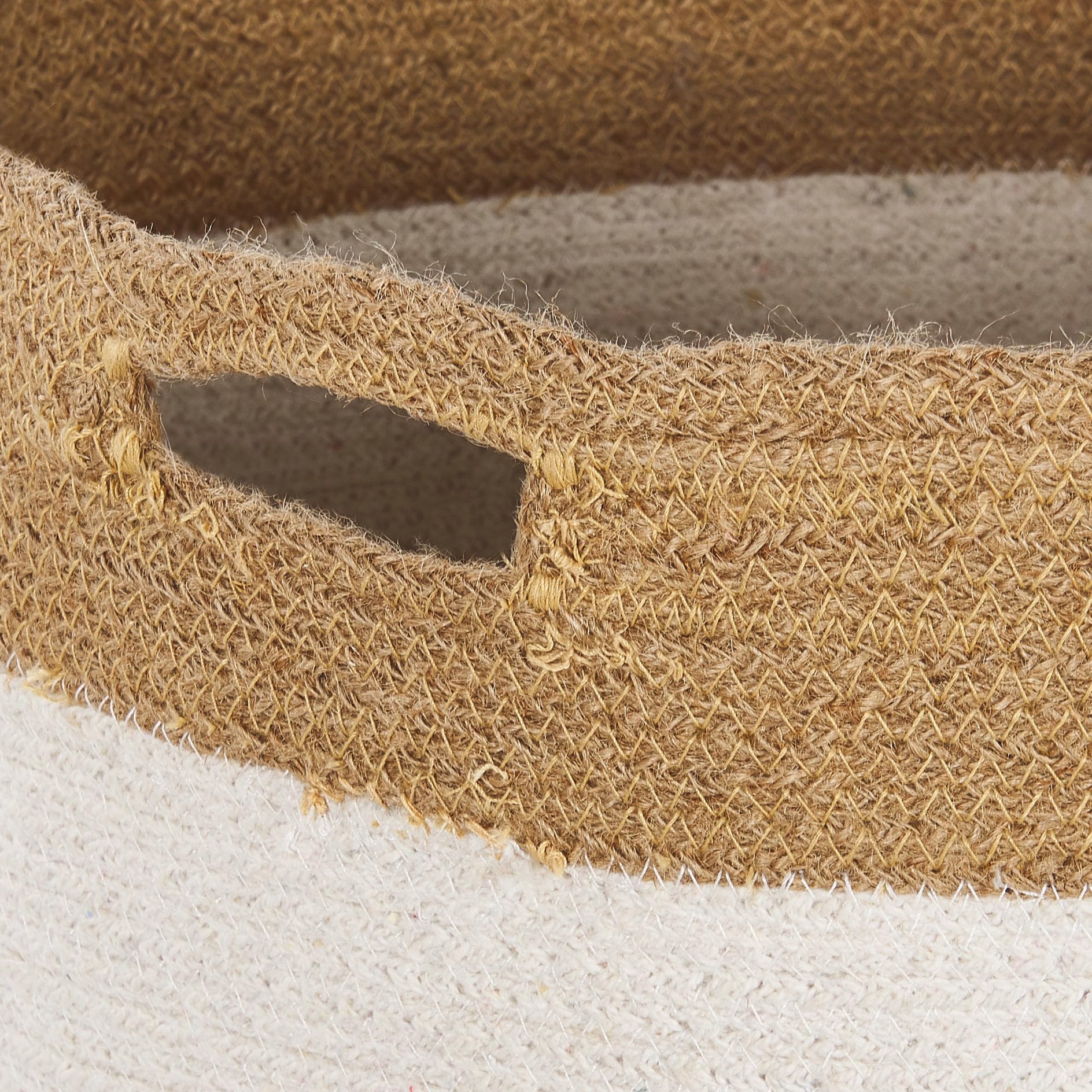 Textilkorb Baumwolle u. Jute weiß/beige 2er Set Kardh