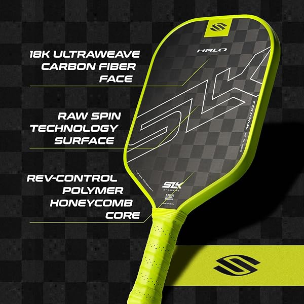 Selkirk Sport SLK Halo Control Max Raquette de Pickleball en Fibre de Carbone avec Un Noyau en polymère Rev-Core Power | Conçues pour Une Rotation et Une cohérence ultimes | Vert - 3