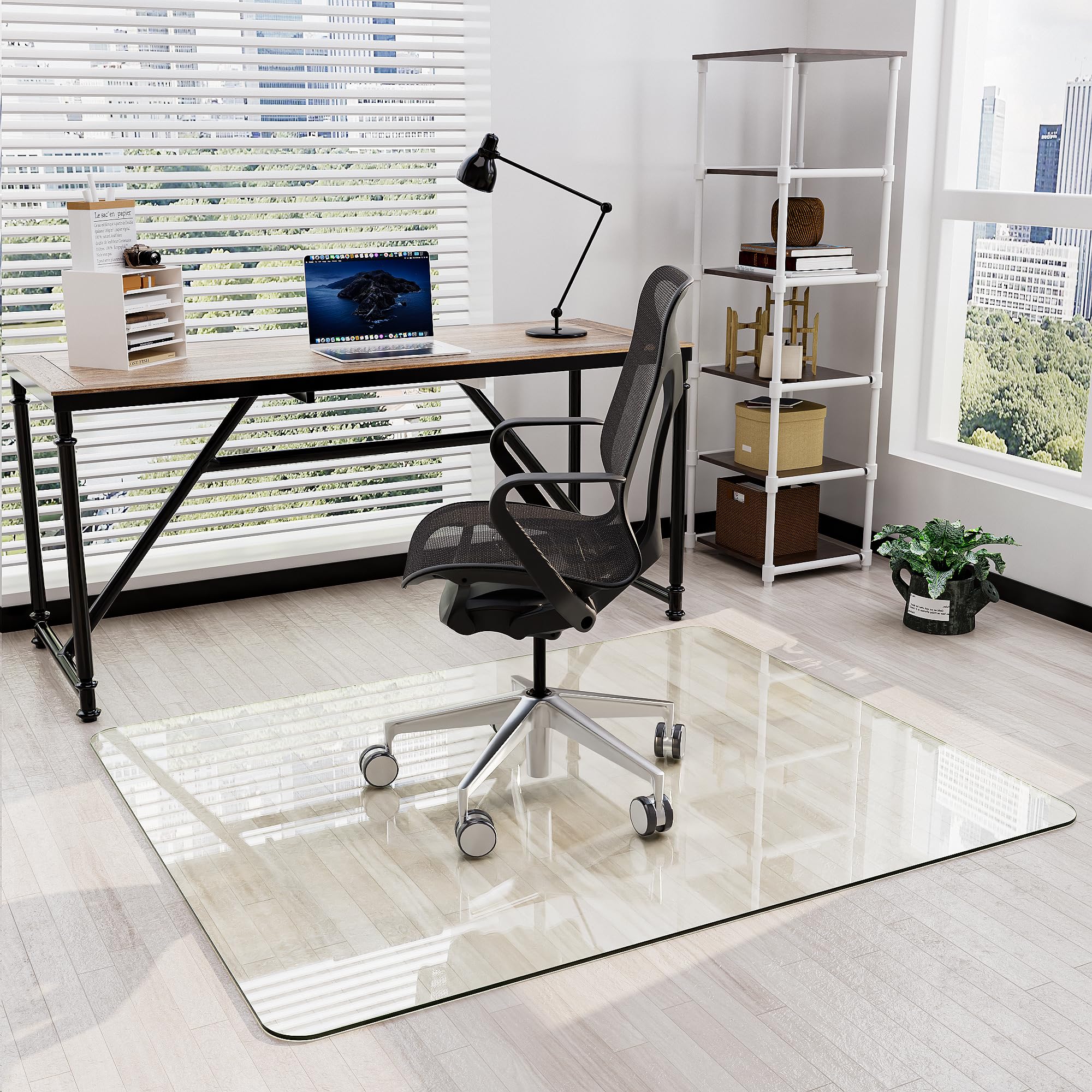 46 x 55 Office Chair Mat for Carpet Tempered Glass Chair Mat with Rounded Corners and Polished Edges