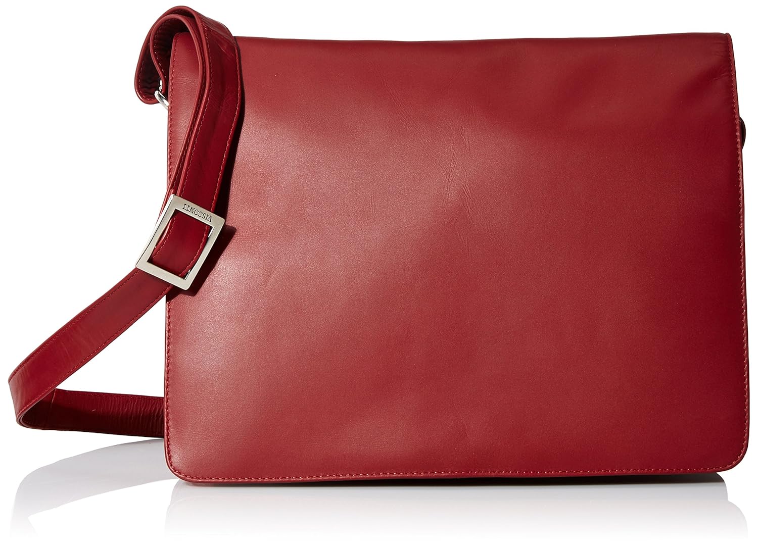 Visconti Womens Large Leather Flap-Over Shoulder Crossbody Messenger Bag Red One Size
