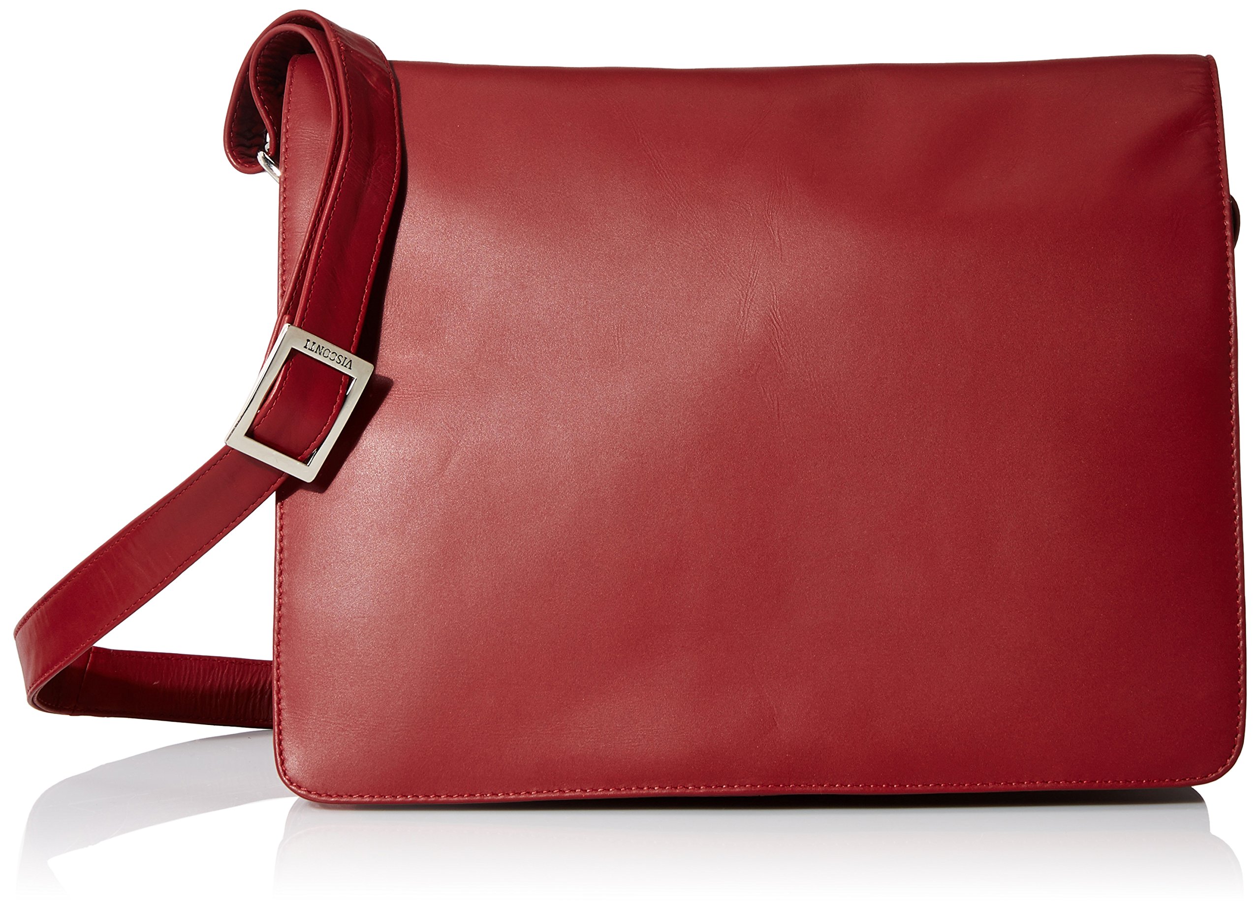 Visconti Womens Large Leather Flap-Over Shoulder Crossbody Messenger Bag Red One Size
