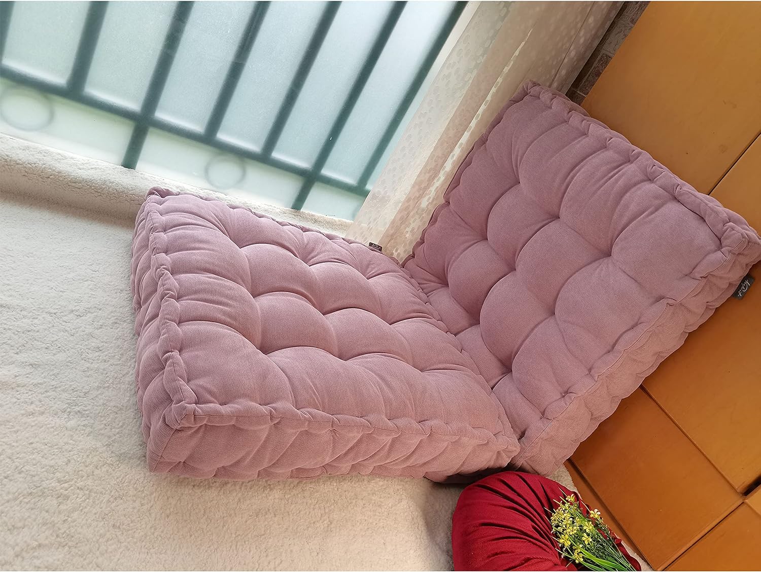 Verpert Floor Pillow 25x25 Inch Square Meditation Cushion Floor Seating for Adults Oversized Tufted seat Cushion Reading Nook for Kids, Yoga Meditation Pillow for Sitting on Floor (Purple) Purple Taro