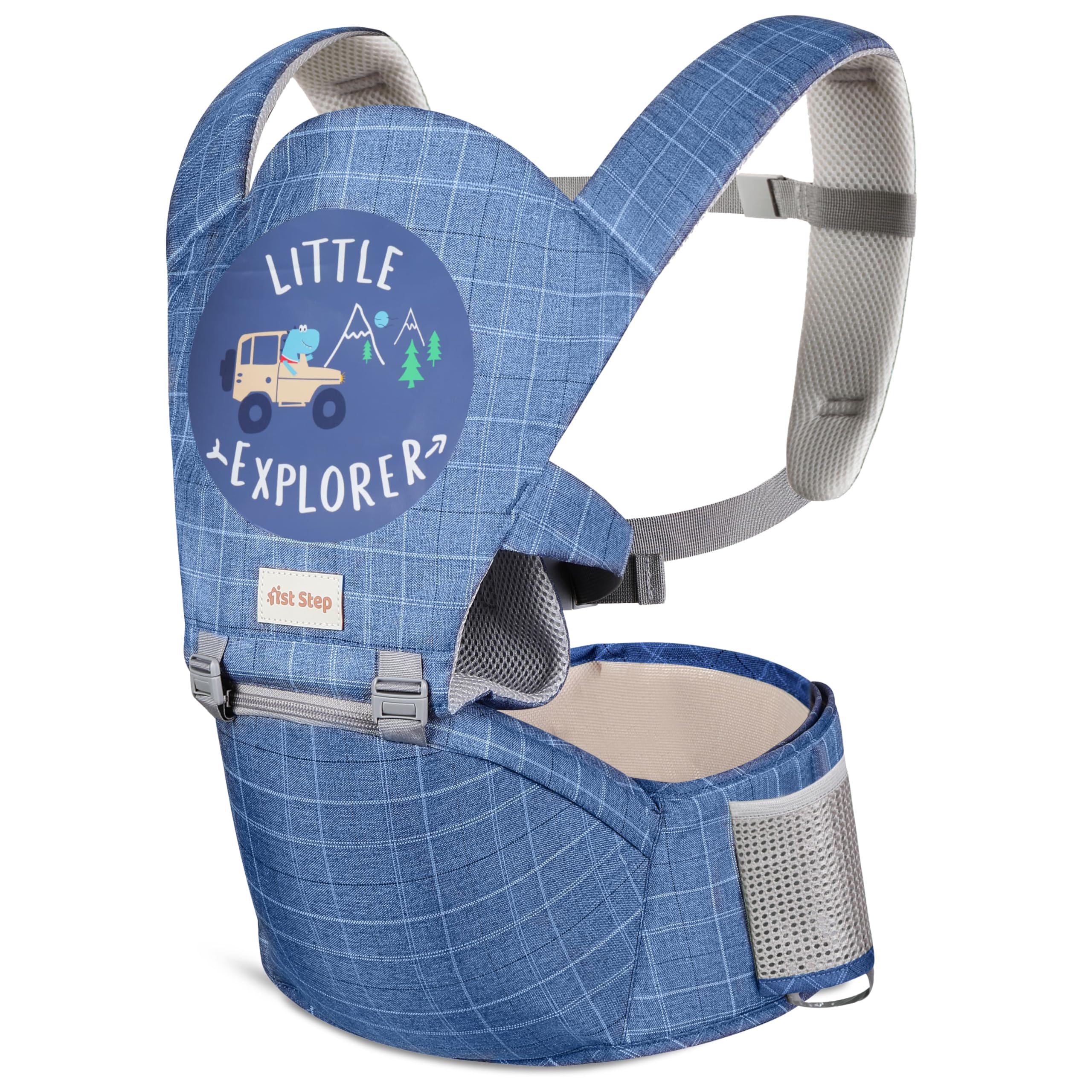 1st Step 5 in 1 Hip Seat Baby Carrier with 5 Carry Positions, Detachable Hip seat, Padded Waist Belt for 6 to 24 Months Baby, Adjustable New-Born to Toddler Carrier, Max Weight Up to 16 Kgs (Blue)