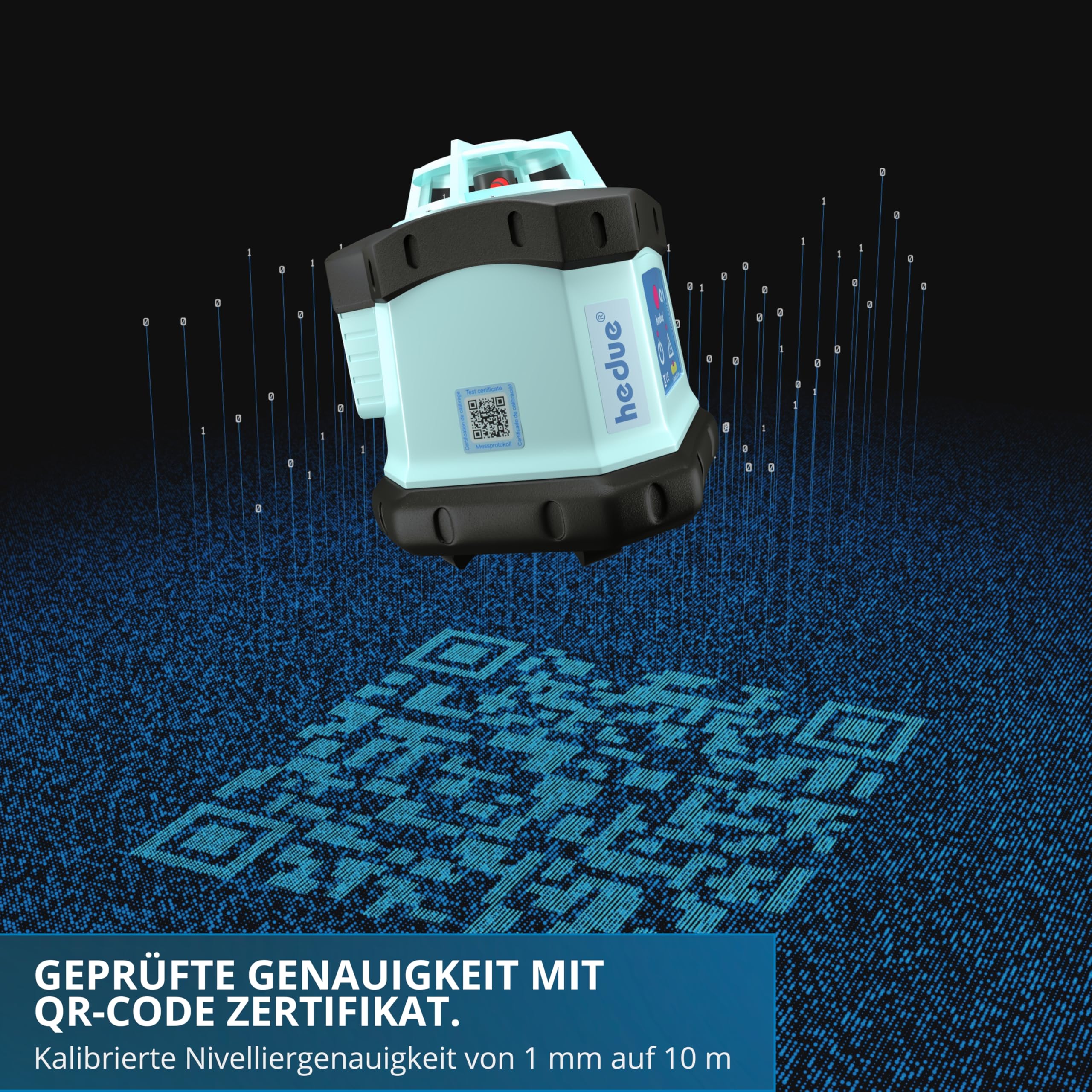Rotationslaser Q1 - Baulaser Rotationslaser selbstnivellierend mit rotem Laserstrahl, im großen Koffer (inkl. Stativ, Fernbedienung, Laserempfänger, Nivellierlatte, Ladegerät)