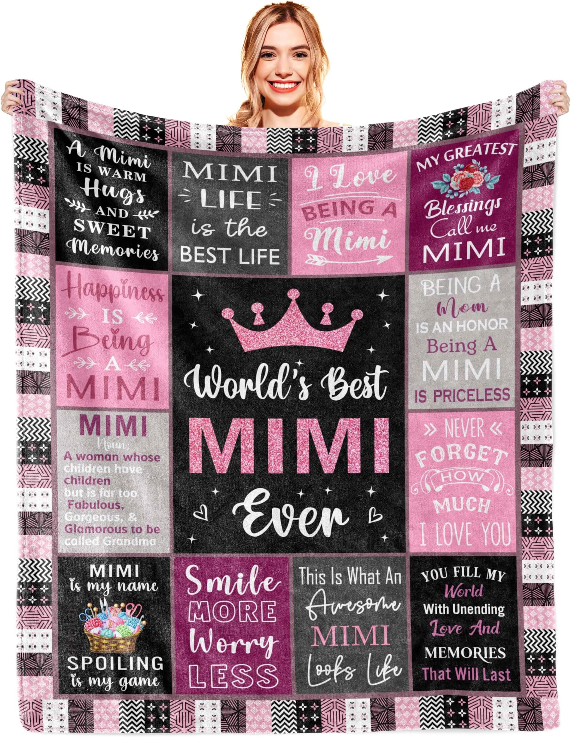 HibolenHibolen Mimi Gifts: Grandma Blanket, 60' x 50', Perfect Mimi/Grandma Birthday Gift