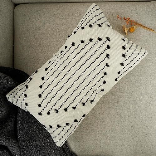 Miniatura 3 de YOUR SMILE Juego de 2 fundas de cojín de punto bohemio copetudo, con borlas, decoración de granja para interiores y exteriores, para sofá, sala de