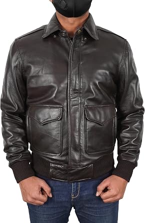 MENS A2 BOMBER LEATHER JACKET WW2 Airforce Cockpit Military Vintage Brown Flight Coat