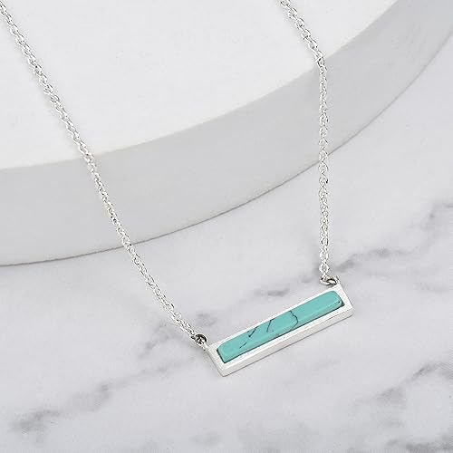 Miniatura 3 de Lauren-Spencer Collares de barra de piedras preciosas para mujer, chapado en oro y plata, collar de turquesa simulada, colgante triangular, collares