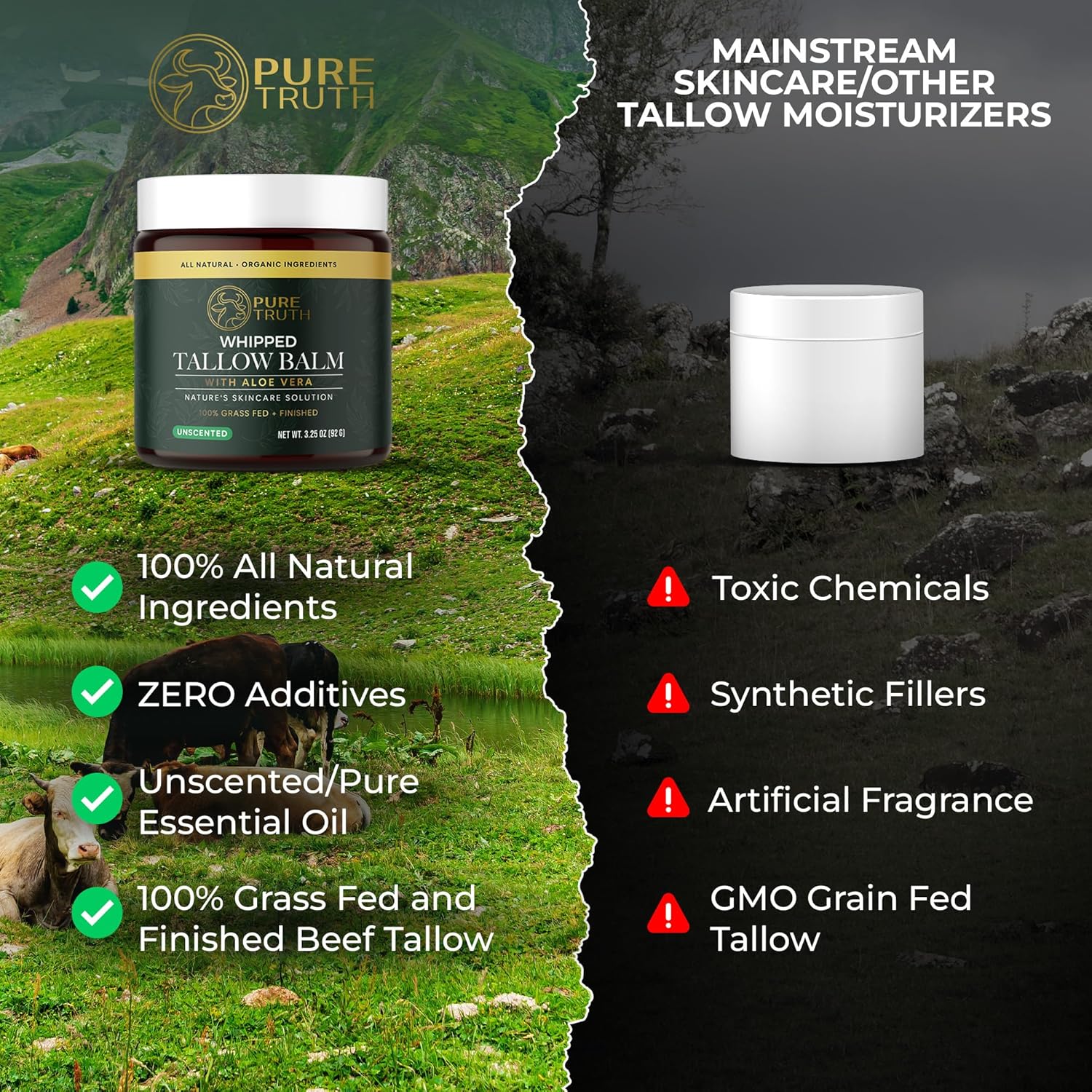 Whipped Tallow and Honey Balm (Citrus), Beef Tallow for Skin Care, Grass Fed + Finished Tallow Moisturizer Cream for Face & Body w/Organic Honey, Aloe Vera, Jojoba Oil - Men Women 3.25oz - Image 3