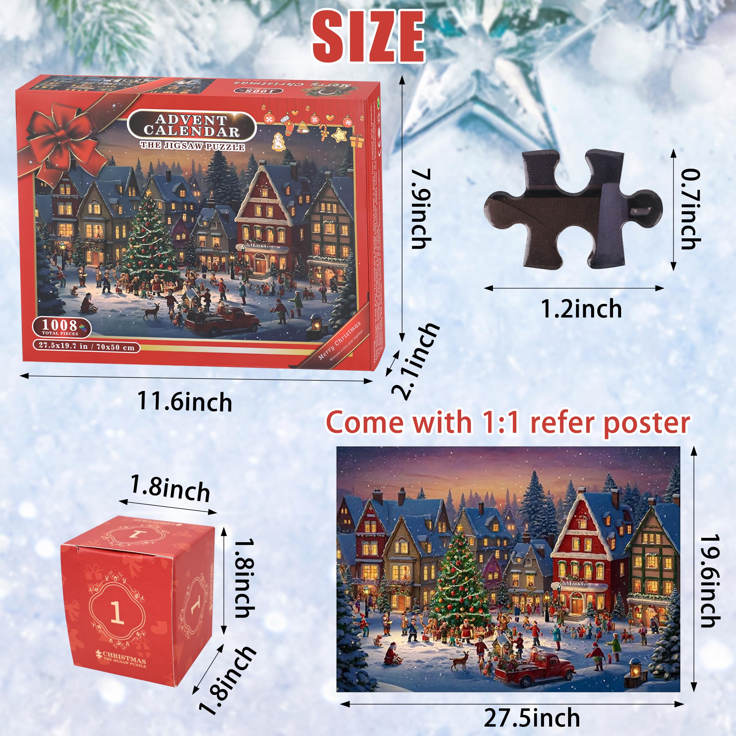 Adventskalender Puzzle 2024 1008 Teile - Weihnachten Countdown Kalender Für Erwachsene Und Kinder