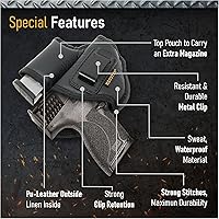 Vista 3 de Houston Gun Holsters IWB ECO Leather Concealed Carry Soft Material Compatible with Glock 26/27 / 33, Shield 45, XD-S 45, Taurus G3C Taurus PT 111