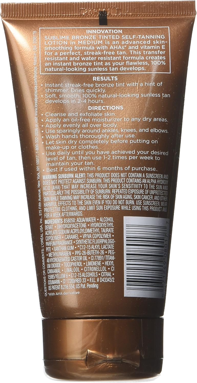L'oreal Paris Sublime Bronze Tinted Lotion, 5 Ounces (Pack of 3)