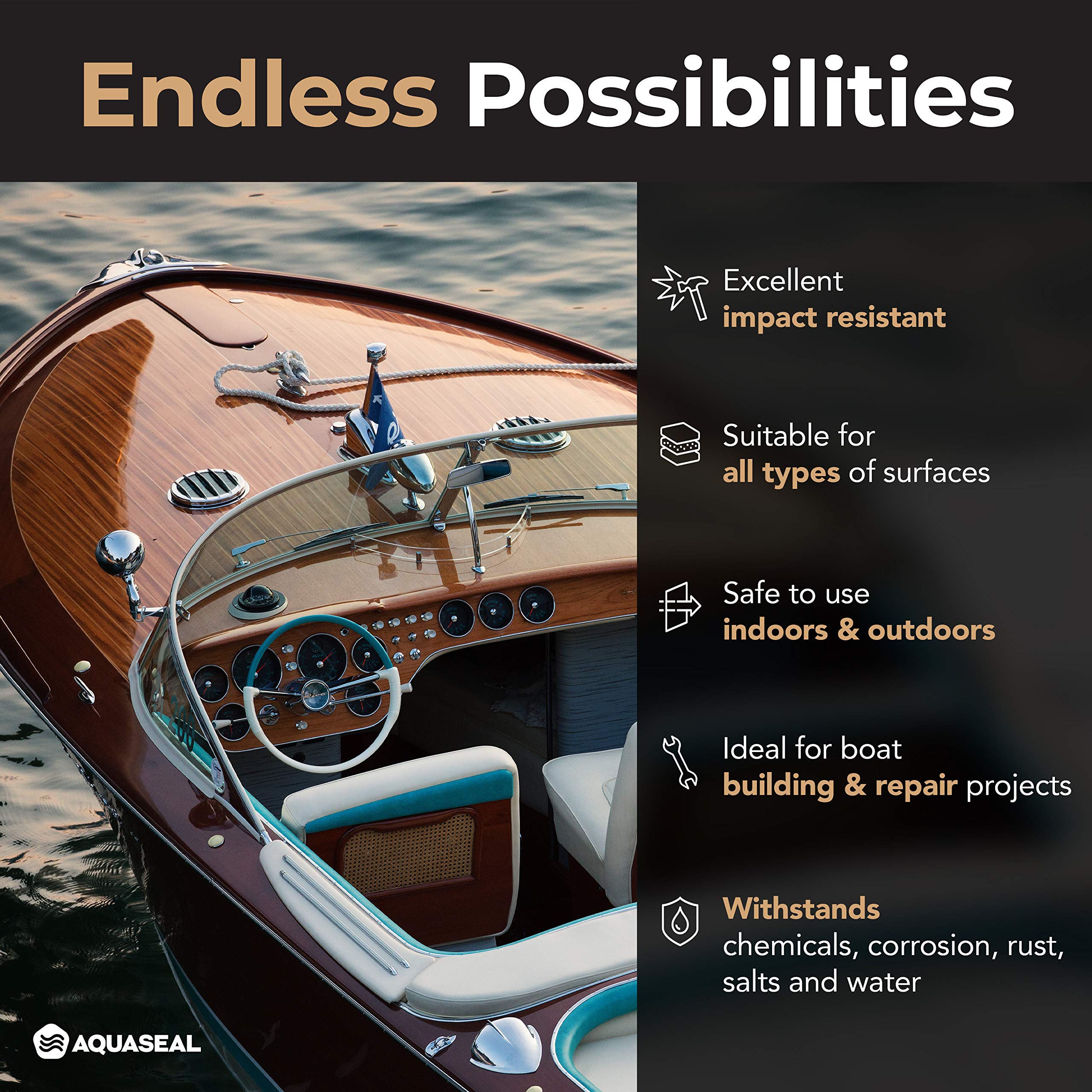 AQUASEAL 2 Quart Marine Epoxy Resin Kit Fast Set Clear Epoxy Resin