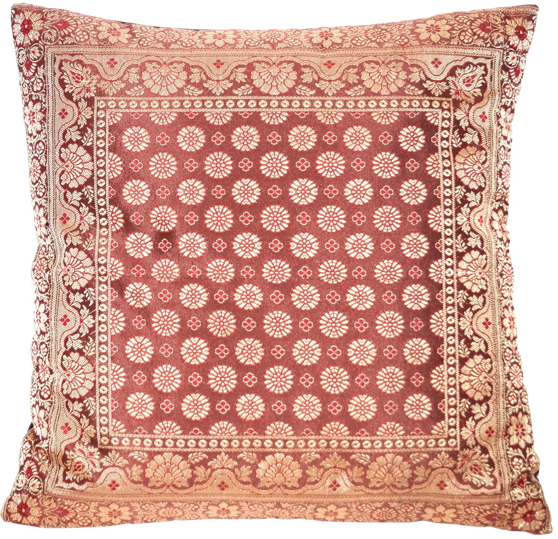 Federa Per Cuscino Decorativo In Seta Banarasi Fatta A Mano - 40x40 Cm, Colore Violet, Con Strato In Schiuma E Cotone, Chiusura Lampo Invisibile - Ruwado.de