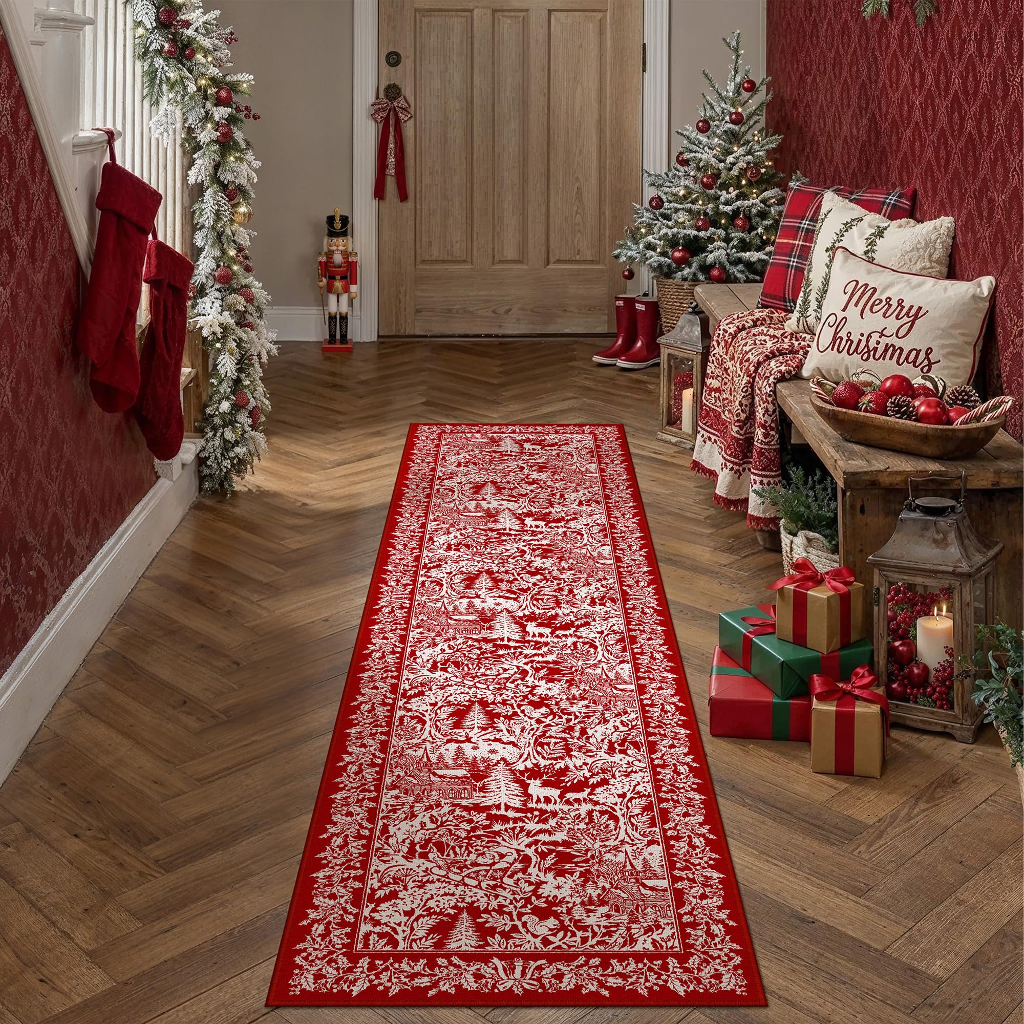Christmas Area Rug - Red & Festive -22