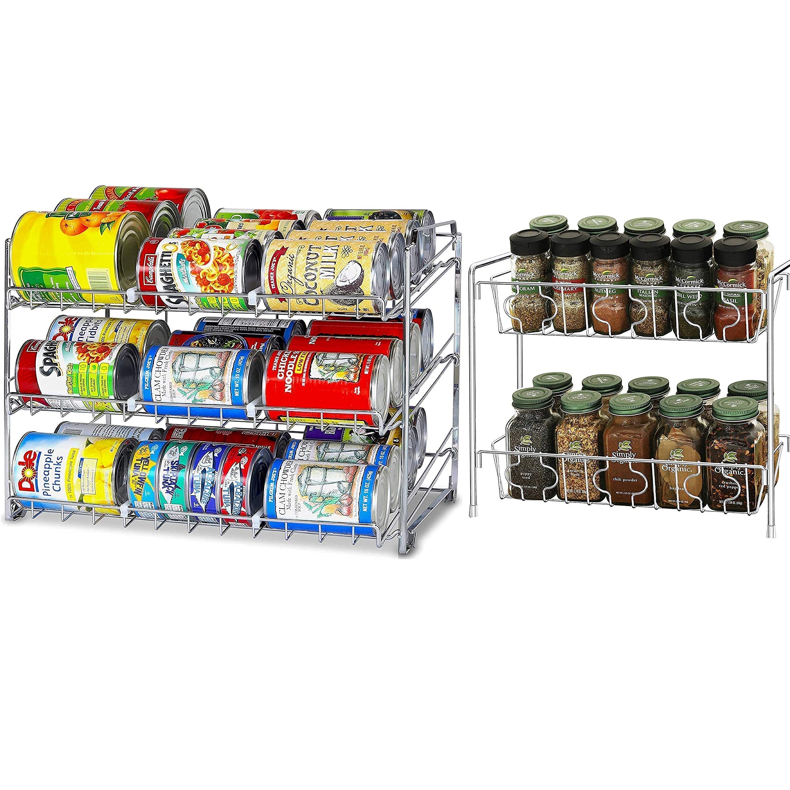 Amazon.com: SimpleHouseware Stackable Chrome Can Rack + 2 Tier Spice ...