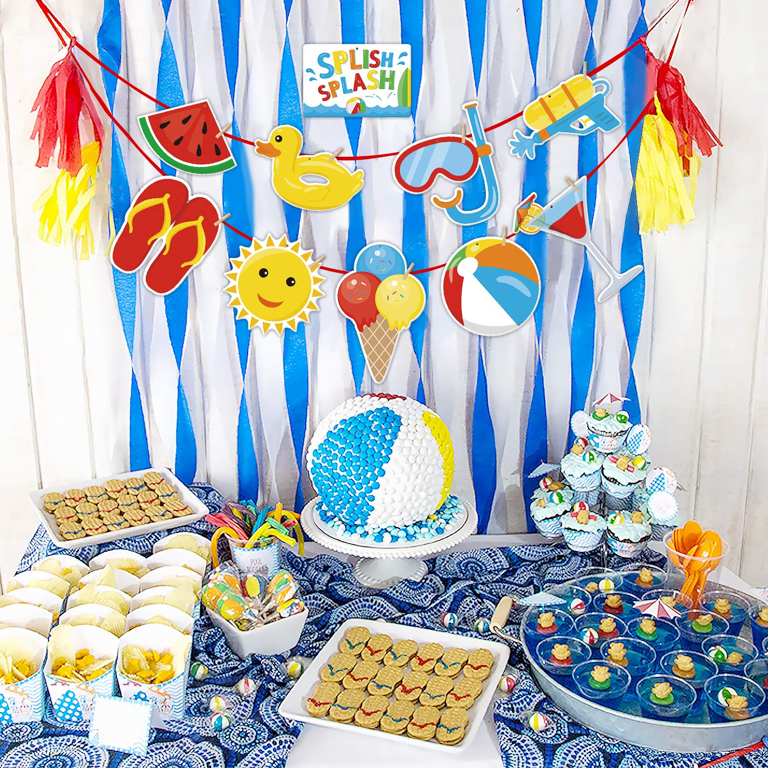 24Pack Beach Ball Birthday Party Centerpiece Sticks Table Toppers, Splish Splash Party