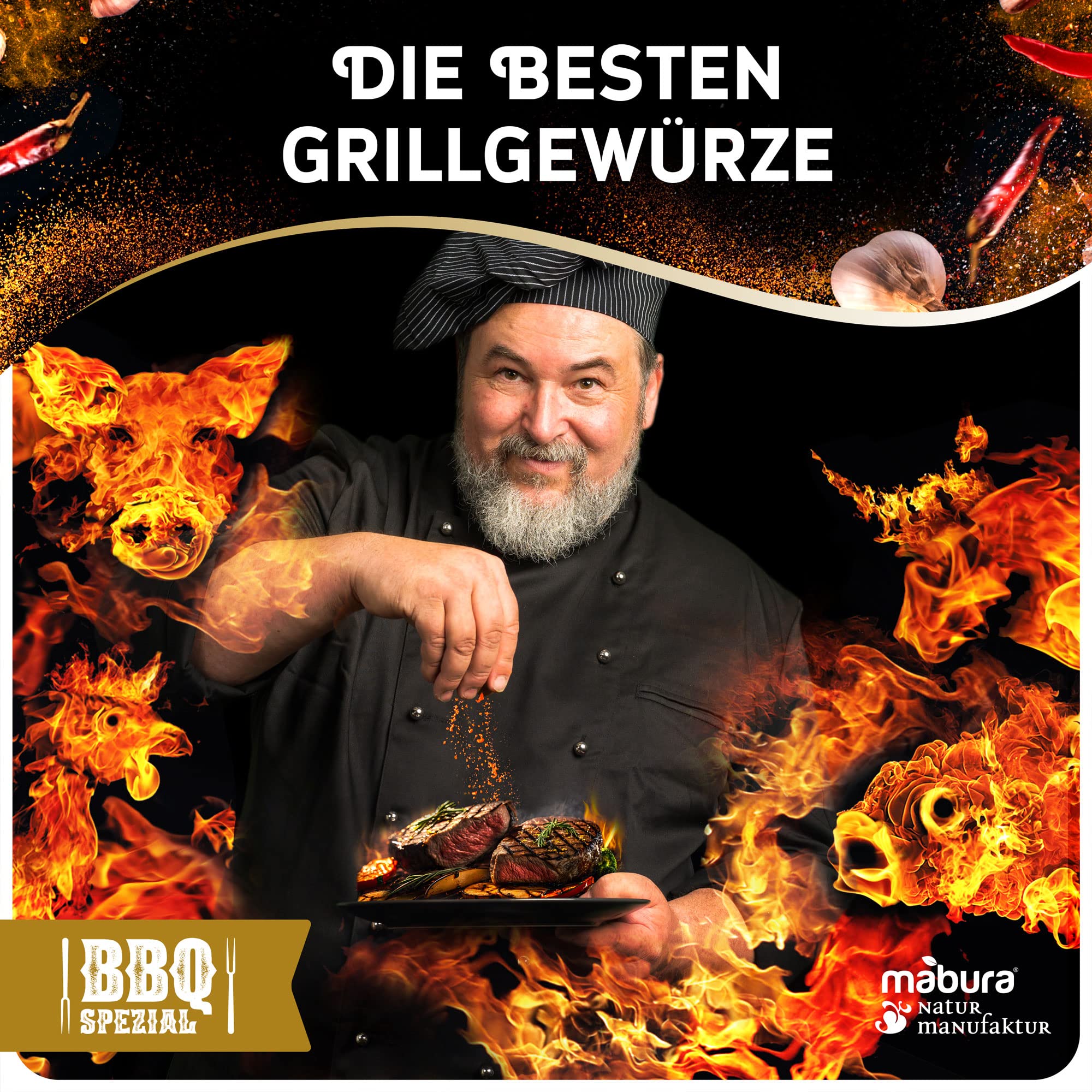 Grillgewürze Geschenkset - Leckere Grill Geschenke für Männer – das etwas andere Grill Gewürze Geschenkset – Grillgewürze Geschenkset Männer - 6 BBQ Gewürze von Hand abgefüllt 100% Bio (BBQ Box)