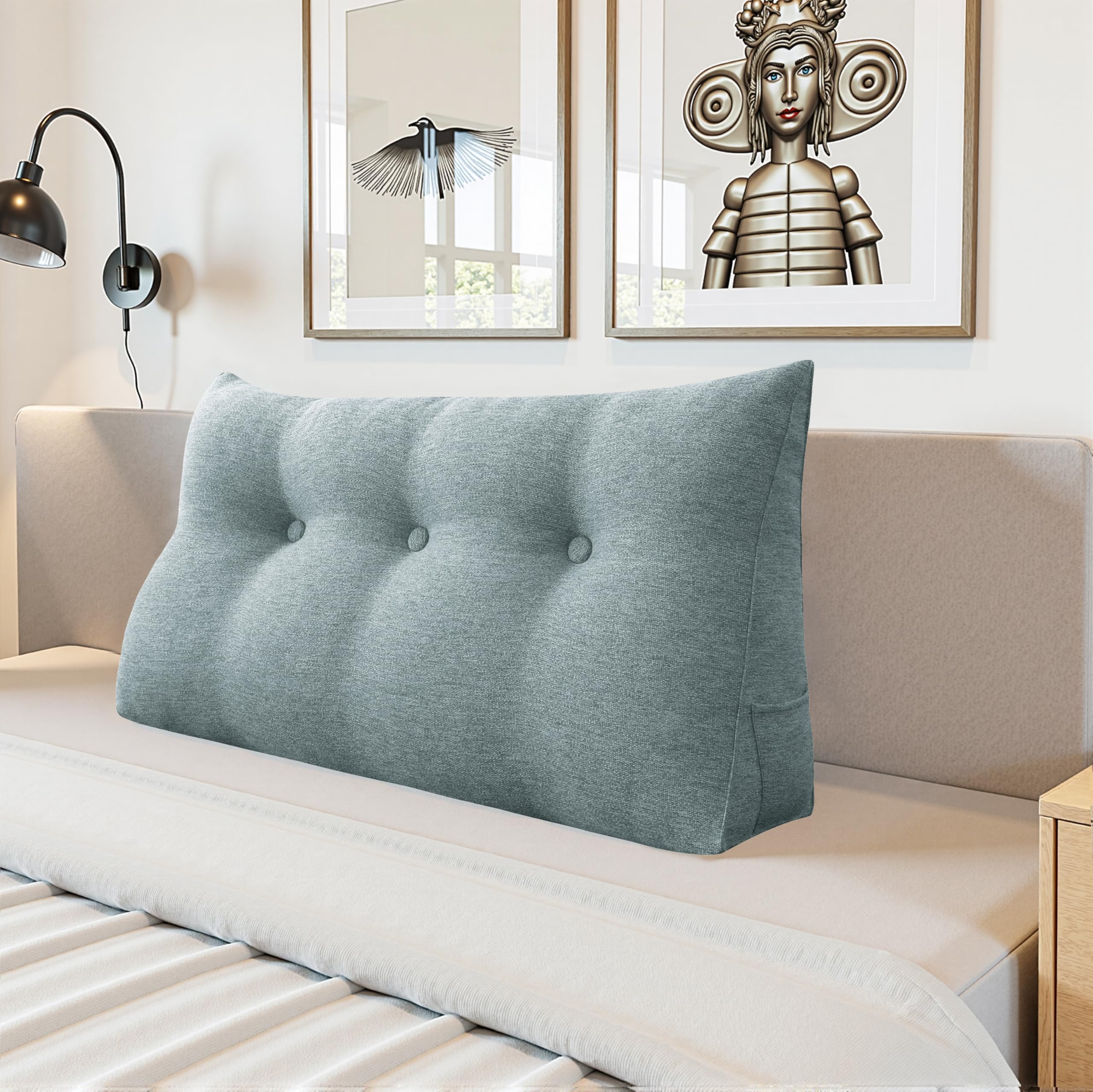 Cojín Respaldo Cama Lectura – Almohada Triangular con Funda Desmontable y Lavable, Cojines Grandes para Cama y Sofá, Respaldo Cómodo para Lectura y Descanso