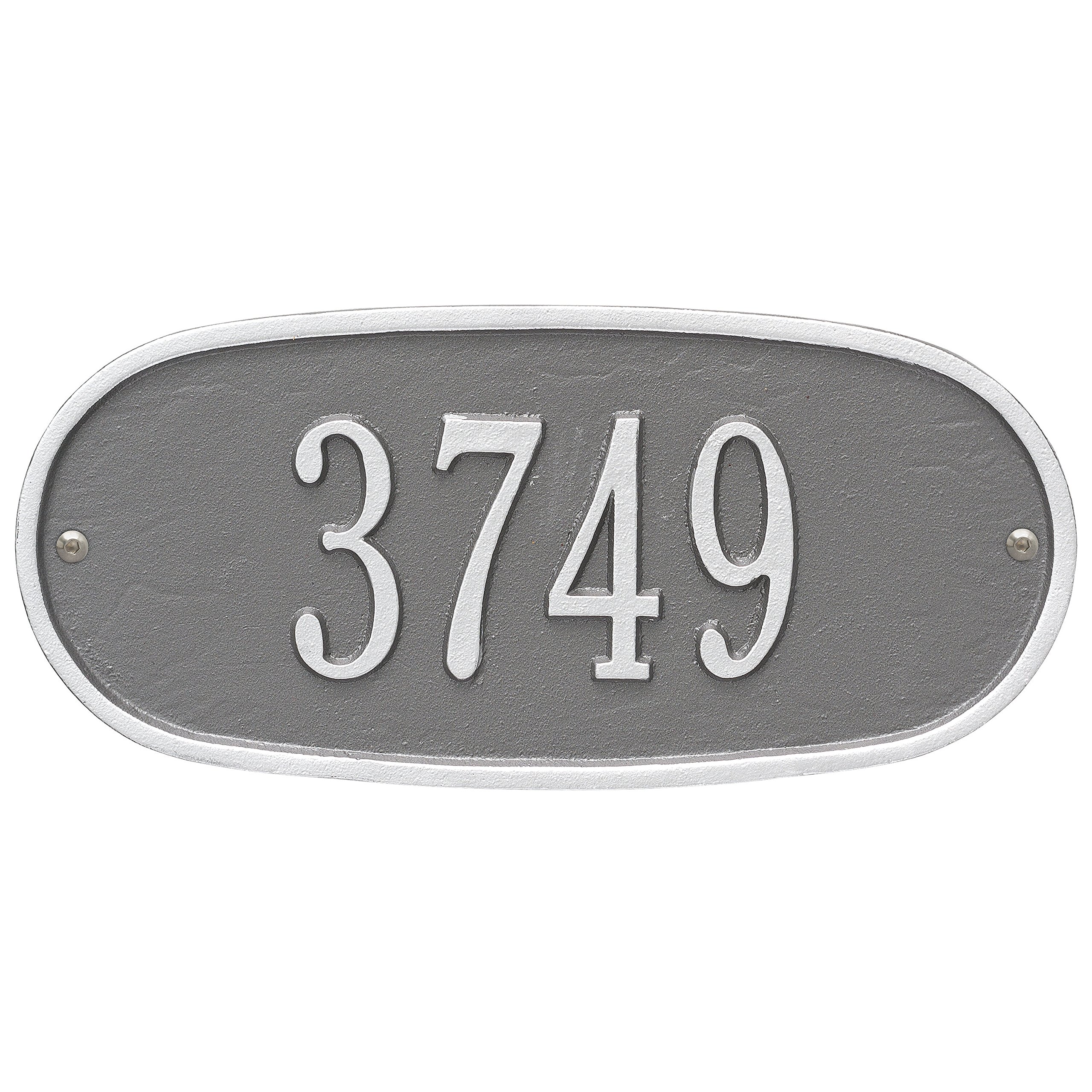 Whitehall Oval Plaque – Standard Wall One Line, Custom House Number, Address Plaque for Home, Personalized Metal House Plaque, Address Name Sign