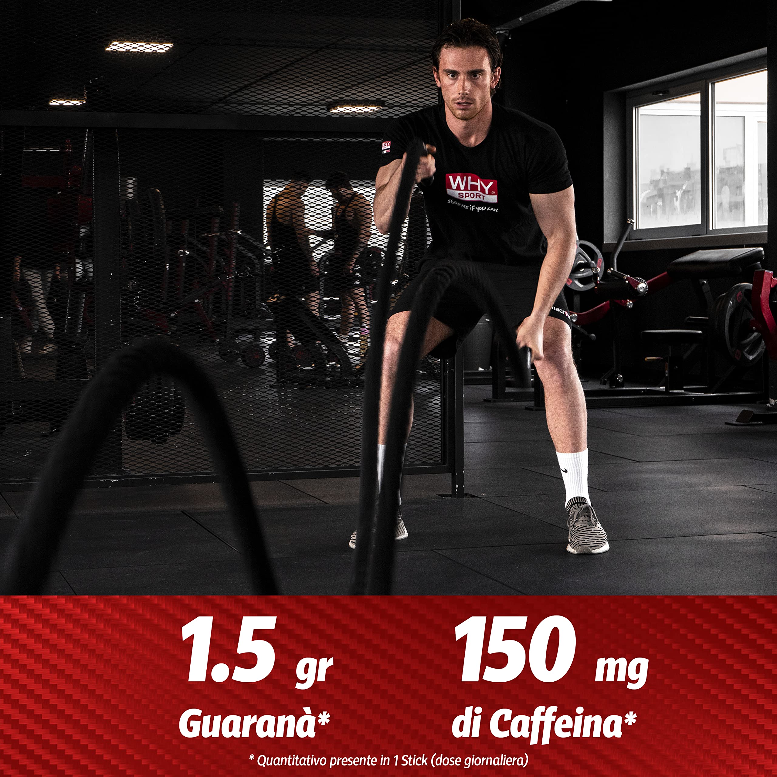 WHY SPORT GUARANÀ 1500 MG - Integratore Alimentare a Base di Guaranà e Caffeina - Gusto Caffè - 60 Sticks da 10 ml ciascuno