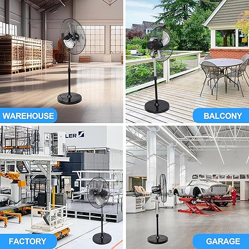 Miniatura 7 de Xcity Ventilador oscilante de pedestal industrial de 18 pulgadas, ventilador de 3 velocidades, ventilador de soporte de alta velocidad, máximo 3100