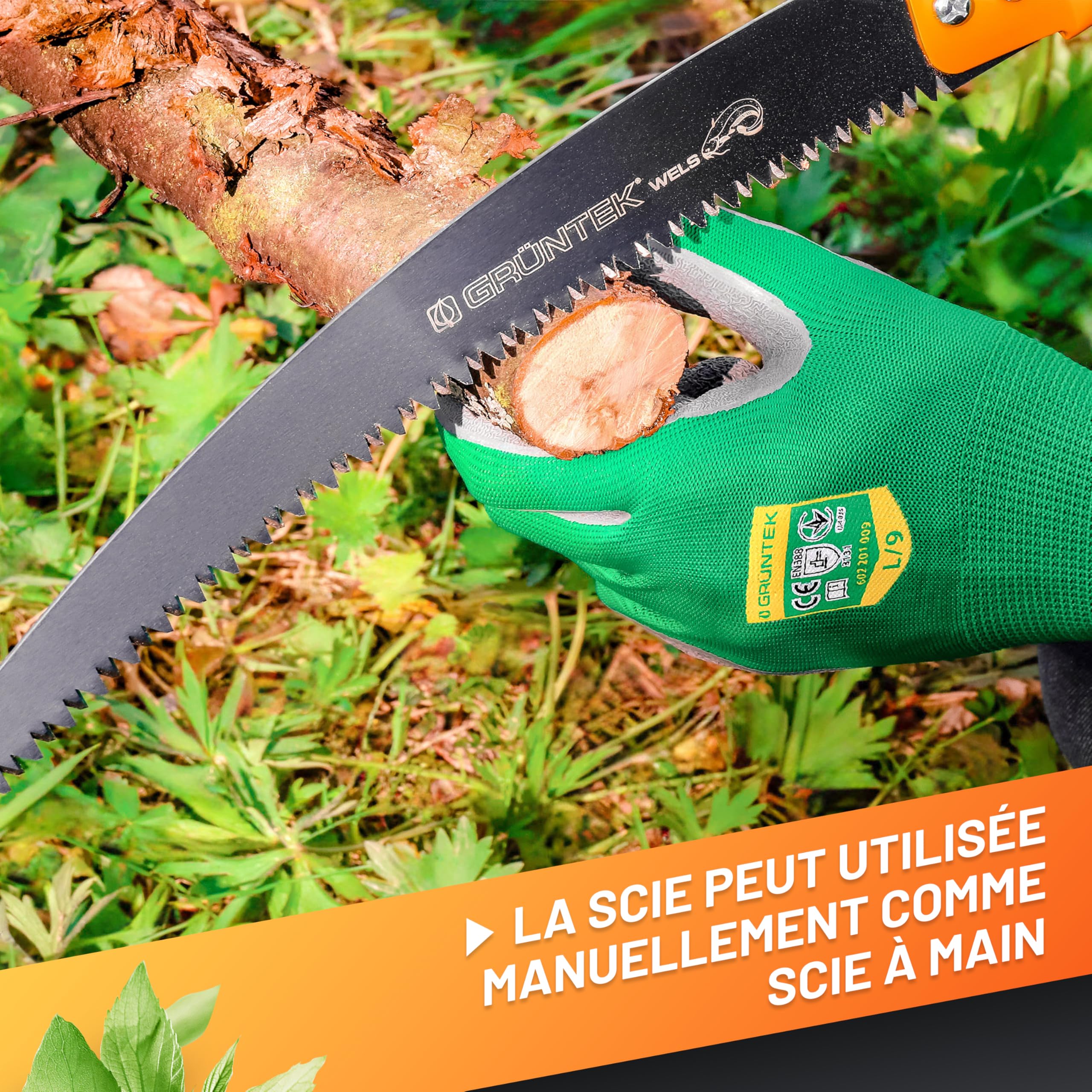 GRÜNTEK Scie Élagage Télescopique sur Perche à Elaguer Coupe Branches 100-240 cm compatible avec Echenilloir GRÜNTEK (art. B096Y5T5VT)