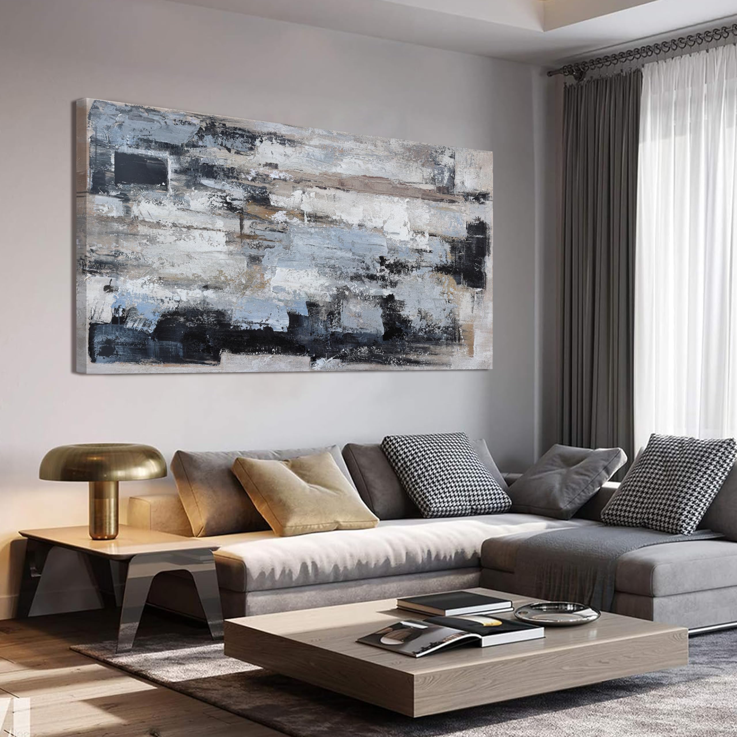 Canvas Wall Art Decor Modern Large Wall Art For Living Room Abstract Art Blue Black Wall Art Decor Canvas Art Work Decoration Abstract Wall Art Prints For Bedroom Office Kitchen Wall Decor 20" x 40"