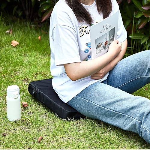 Miniatura 2 de Hosuly Asiento de estadio portátil sin respaldo, asientos de estadio para gradas, cojín de asiento ligero con correa para el hombro y portavasos