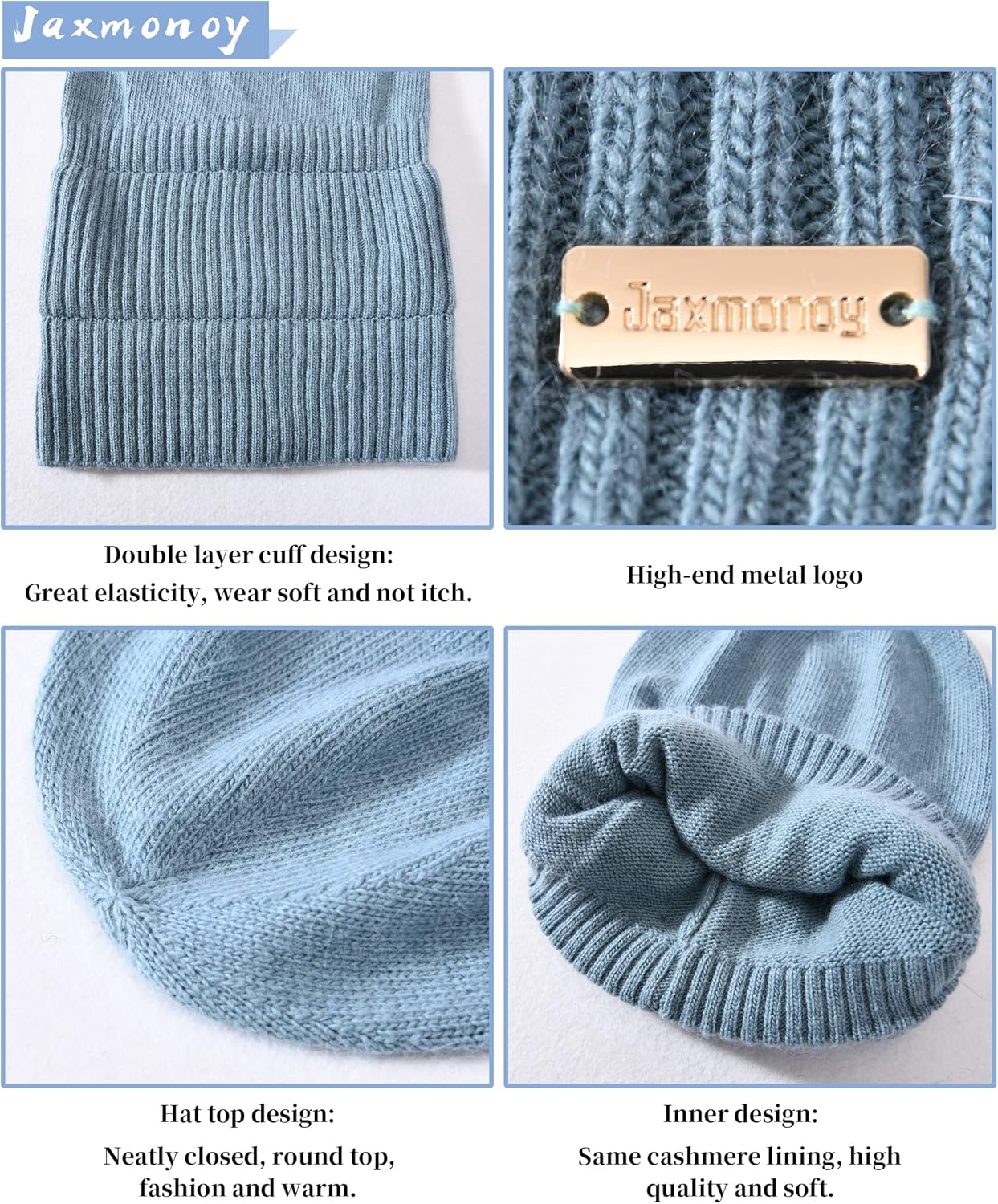 jaxmonoy Slouchy Beanies for Women Winter Lightweight Ladies Knit Hat Cuffed Soft Warm Slouch Beanie Cap - Brown - Image 3