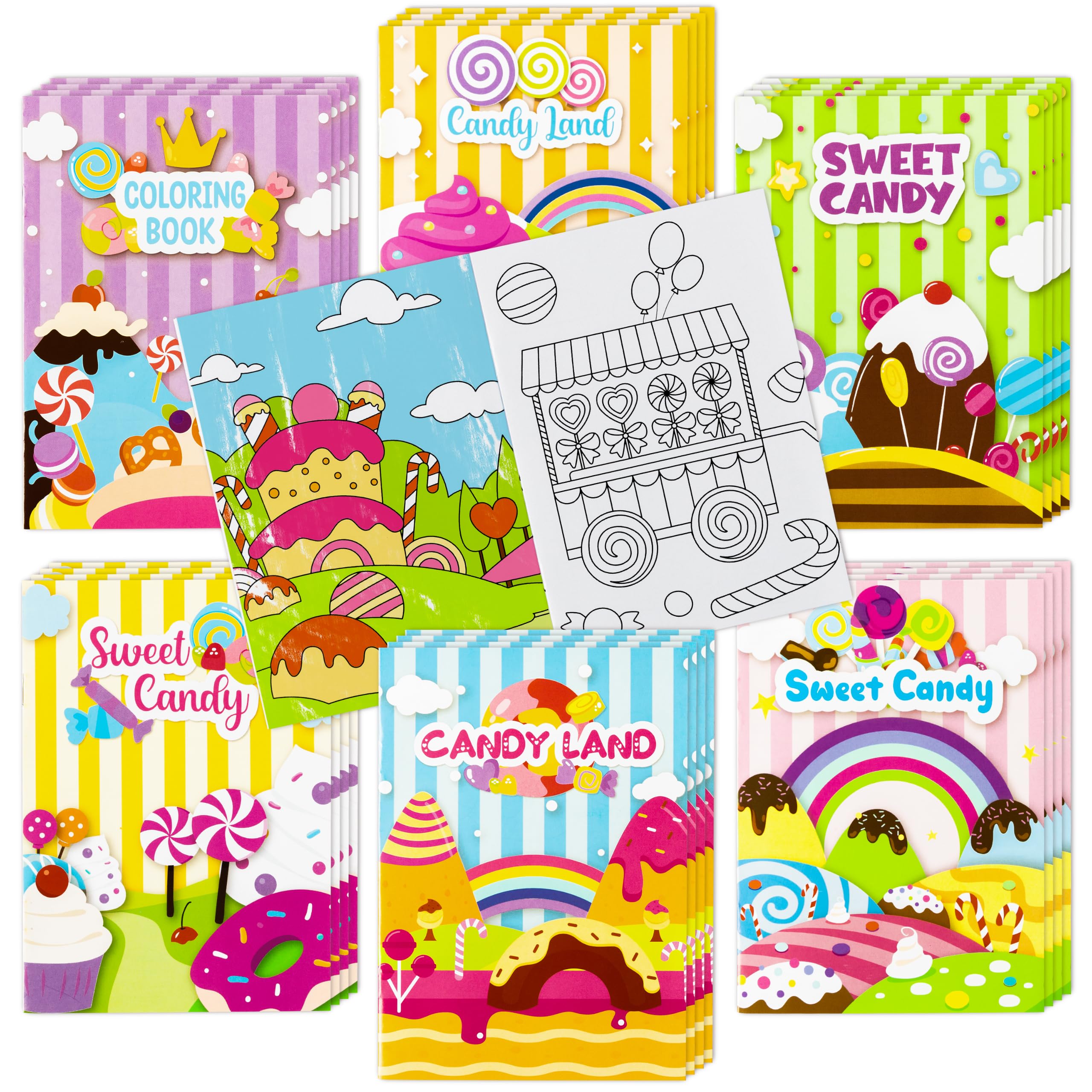 ANGOLIO Candyland Coloring Books for Kids Bulk - 60PCS School Party Favors | Sweet Candy Game Activity Drawing Books, DIY Art Crafts for Boys Girls, Classroom Prizes, Birthday Gifts, Goodie Bag Fillers